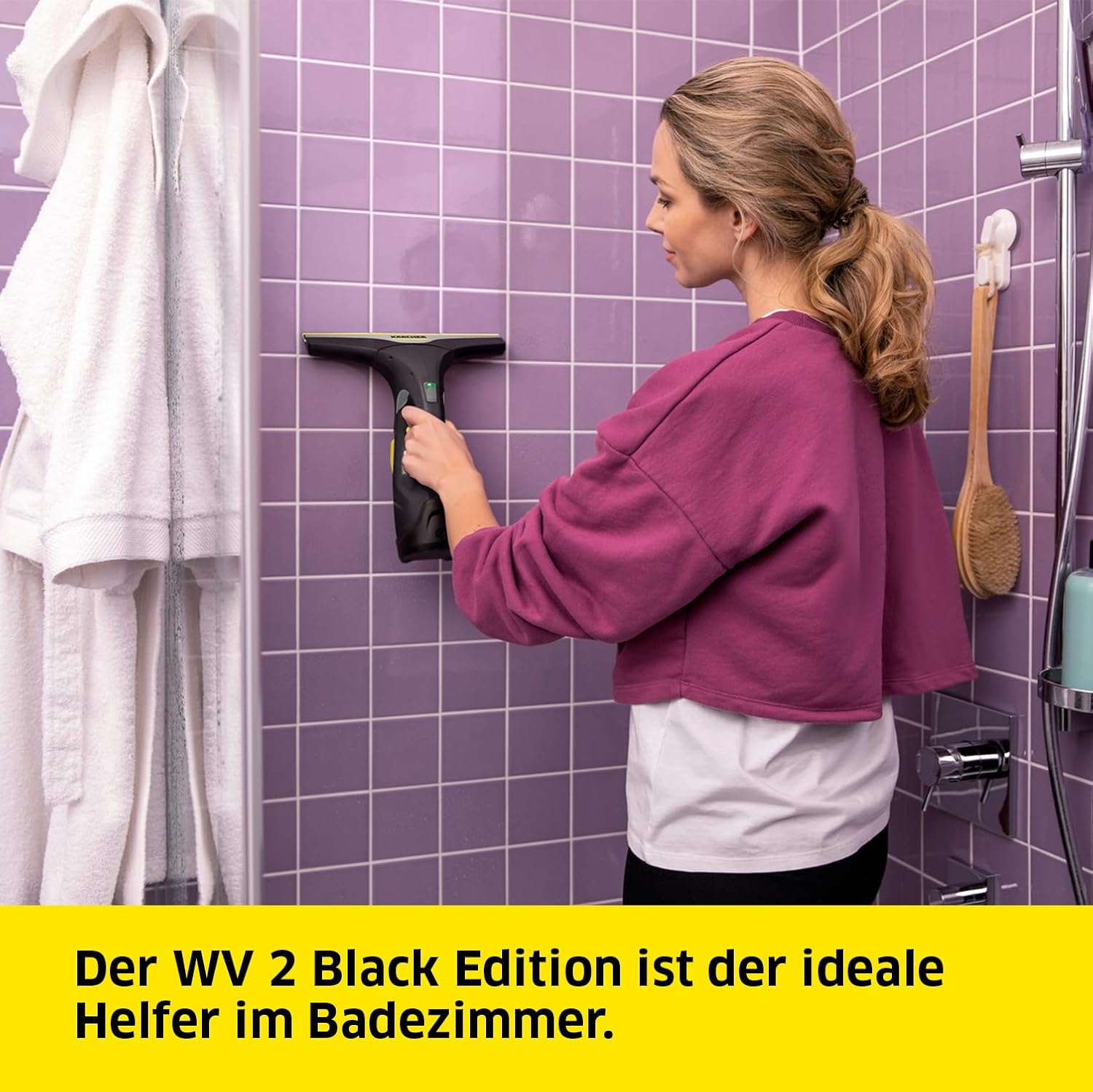 Thumbnail 2 de Kärcher WV 2 Black Edition: Fensterreiniger mit 35-Minuten Akku, 2 Absaugdüsen und mikrofaserreinigtem Zubehör