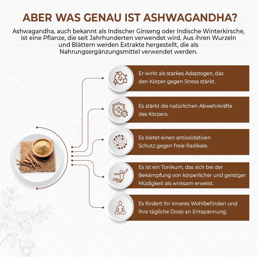 Thumbnail 2 de Bandini® Ashwagandha (Withania somnifera) KSM-66® – patentierter Wurzelextrakt, 500 mg pro Kapsel, 60 Kapseln
