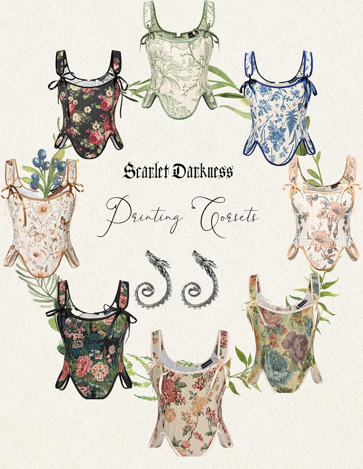 Detalle de Scarlet Darkness Corset Top with 21 Plastic Bones