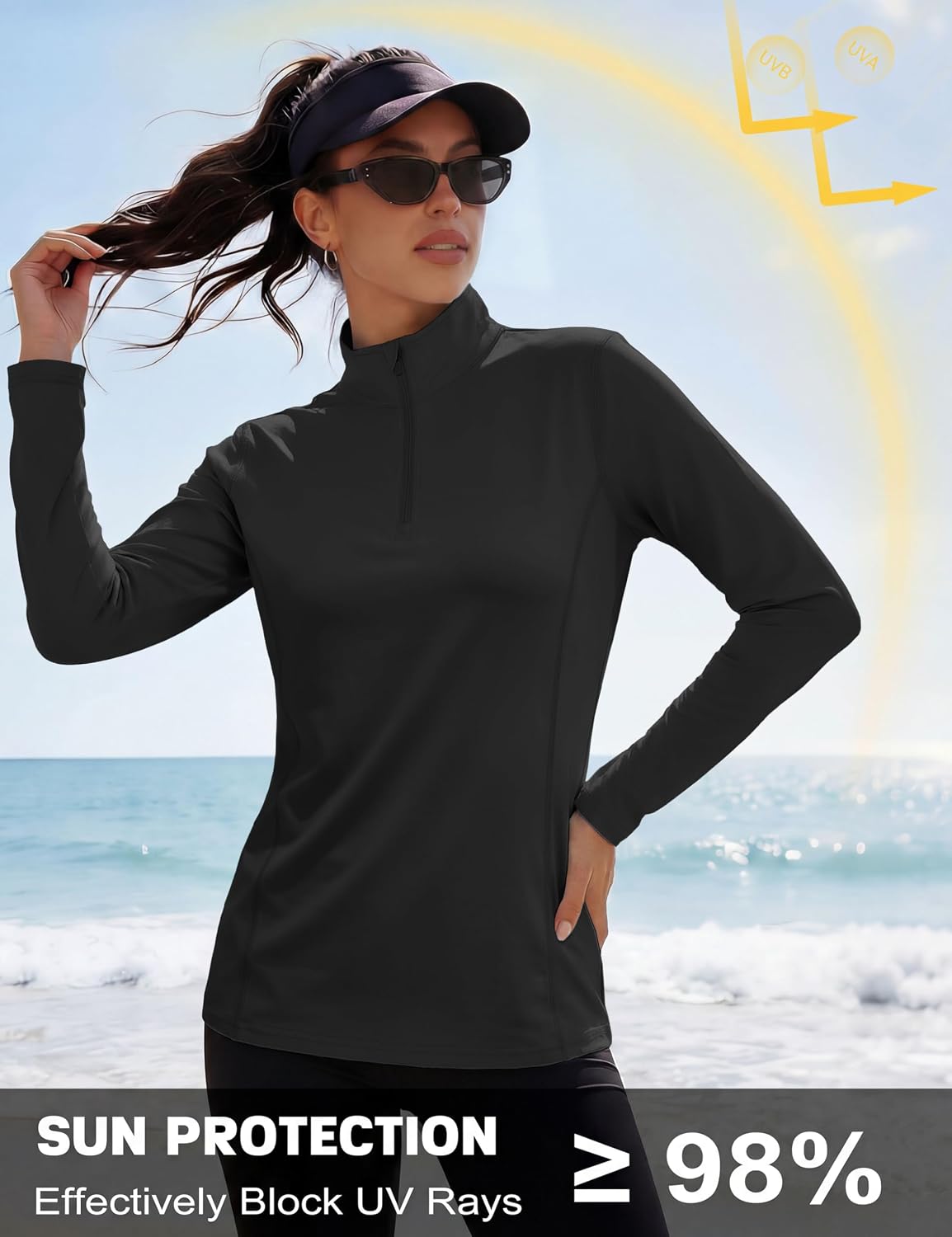 Thumbnail 4 de MAGCOMSEN Women's UPF 50+ Quarter-Zip Long-Sleeve Golf Shirt