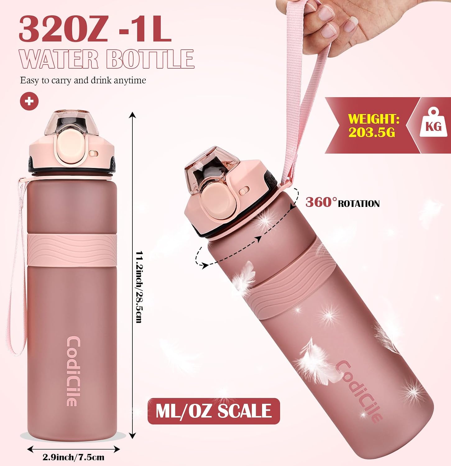 Thumbnail 4 de CodiCile botella de agua 1 L Rosa-oro