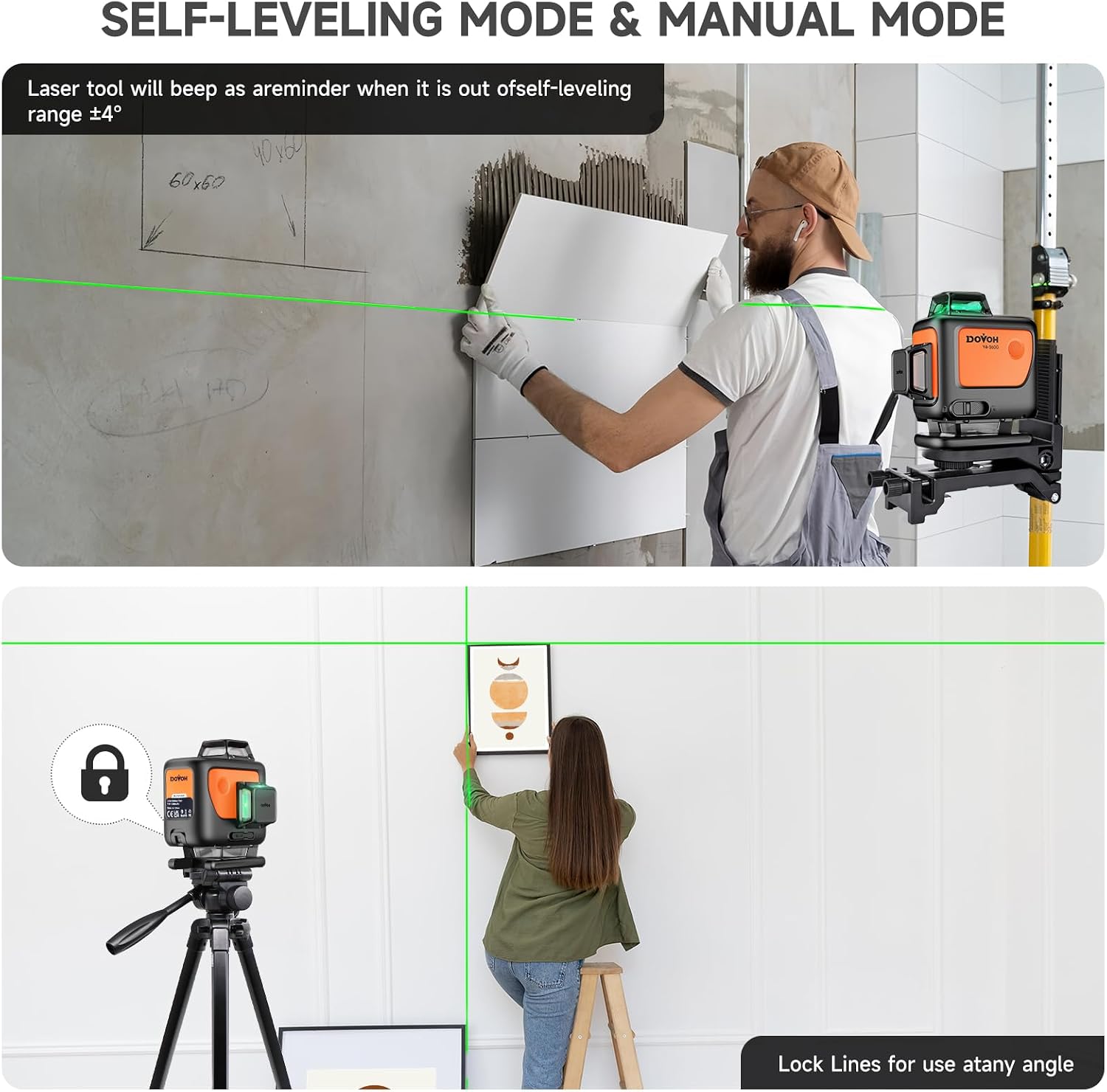 Thumbnail 3 de DOVOH Y4-360G 4D Self-Levelling 360° Green Laser Level (4-Plane)