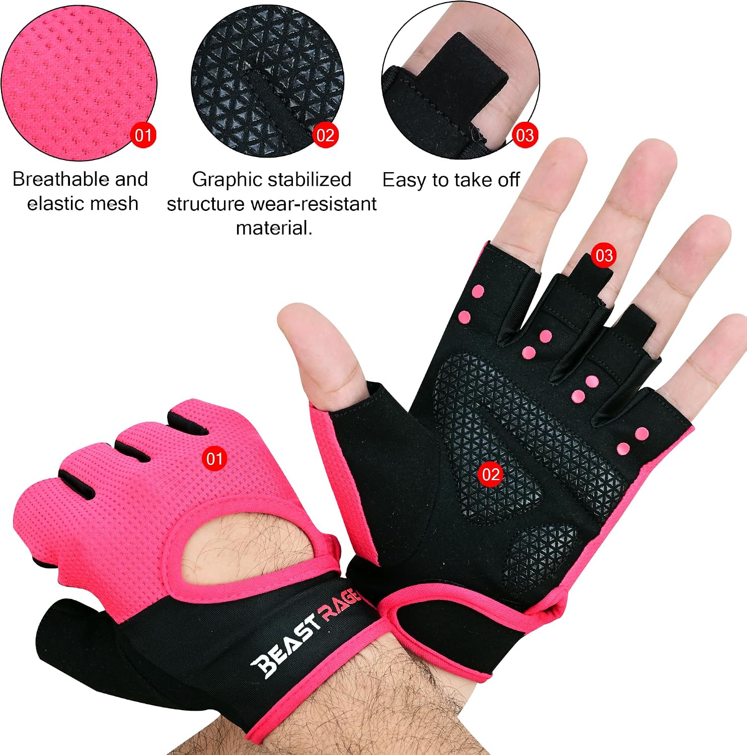 Detalle de Beast Rage Fingerless Workout Gloves