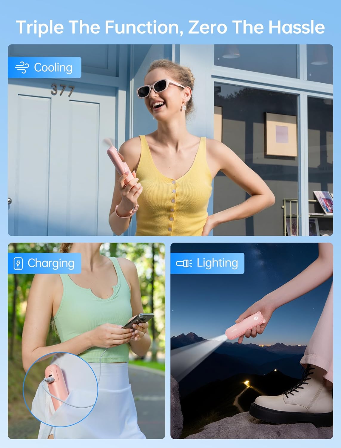 Thumbnail 1 de JISULIFE Handheld Mini Fan 12–19h battery life