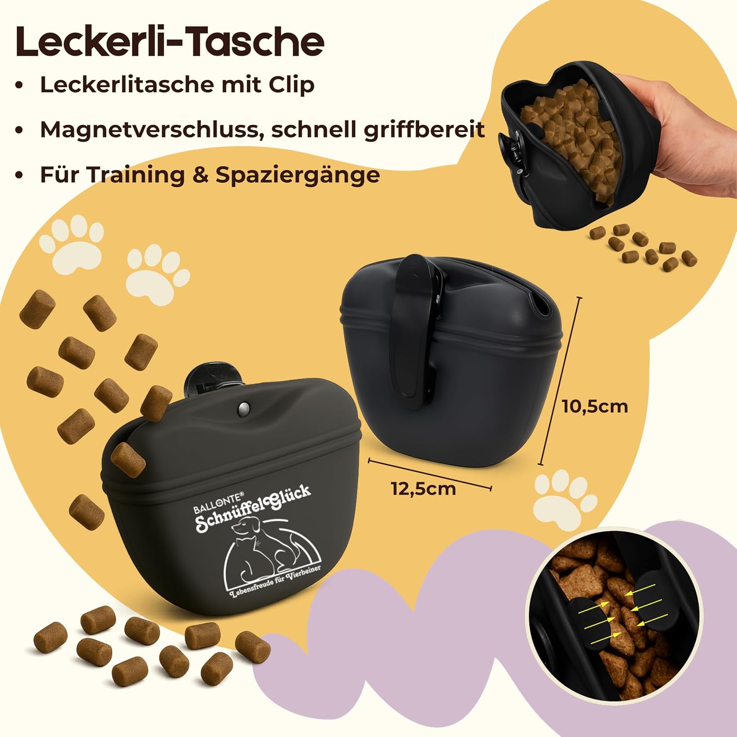 Detalle 2 de Schnüffelteppich Hund – 2-in-1 Set mit Leckerli-Beutel, rutschfest & waschbar