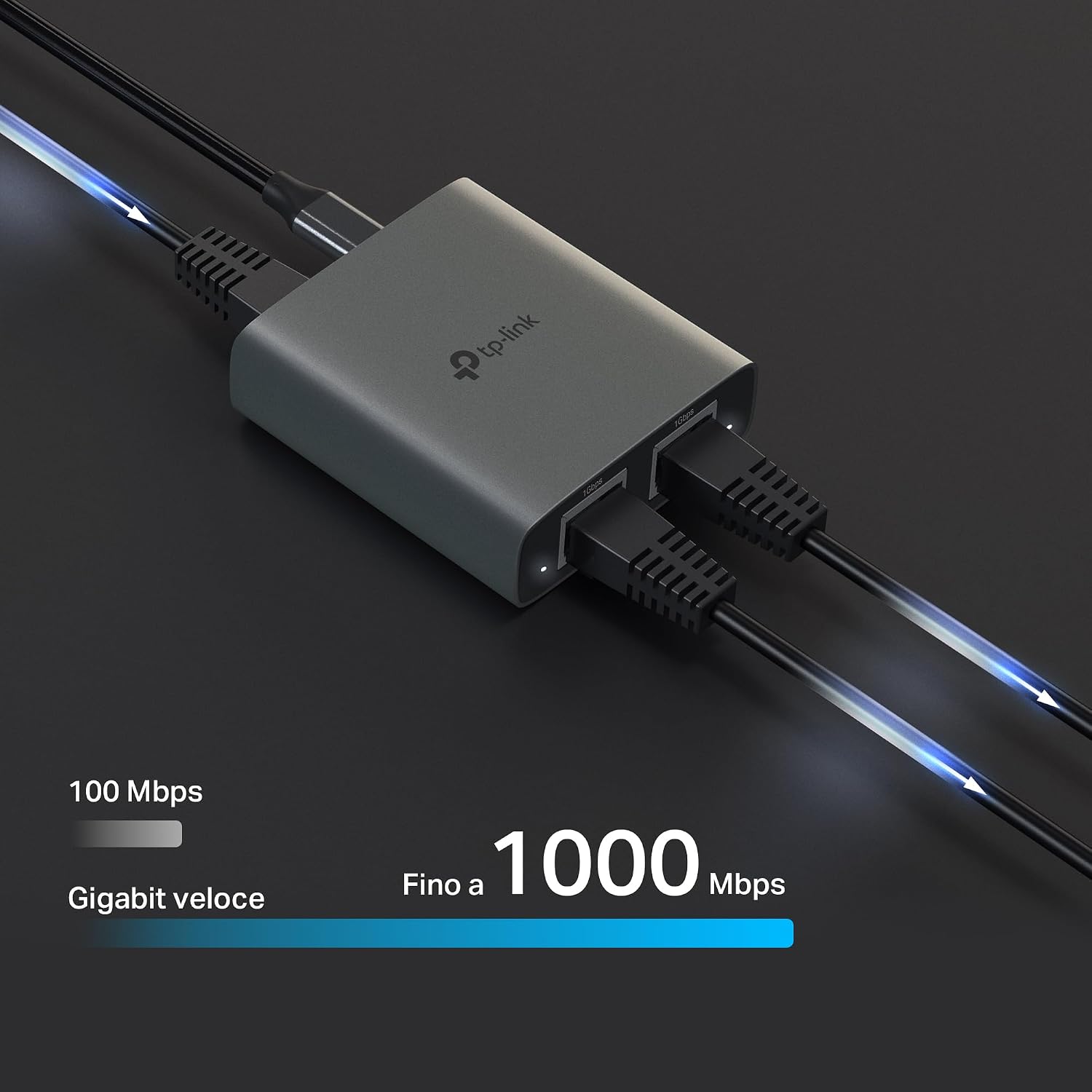 Detalle de TP-Link EH210: Sdoppiatore Ethernet Gigabit 1→2 in alluminio, Plug & Play