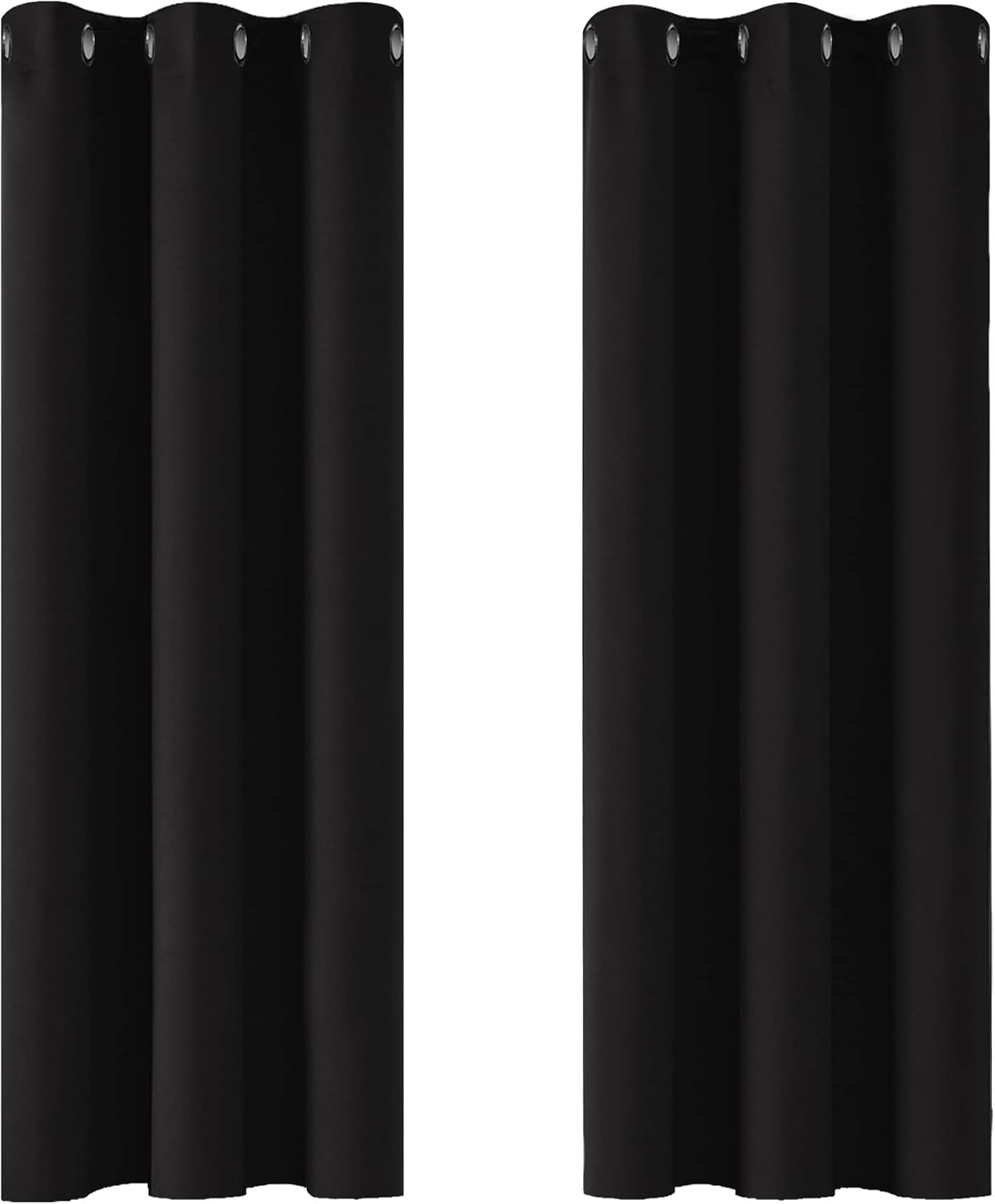 Detalle de Deconovo Eyelet Blackout Thermal Curtains (2 Panels) – Kitchen, Black, Ready to Hang