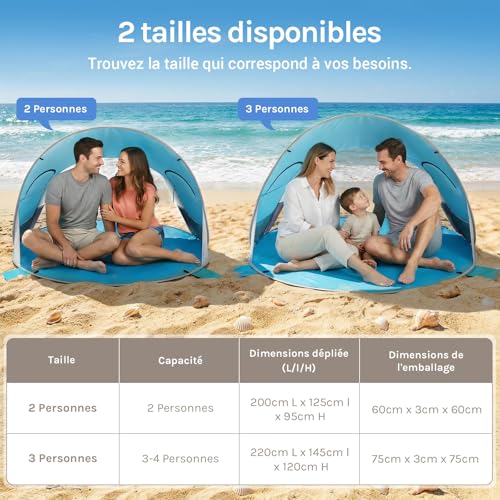 Detalle 2 de Wolfwise Abris de plage Pop Up UPF 50+ pour 3–4 personnes