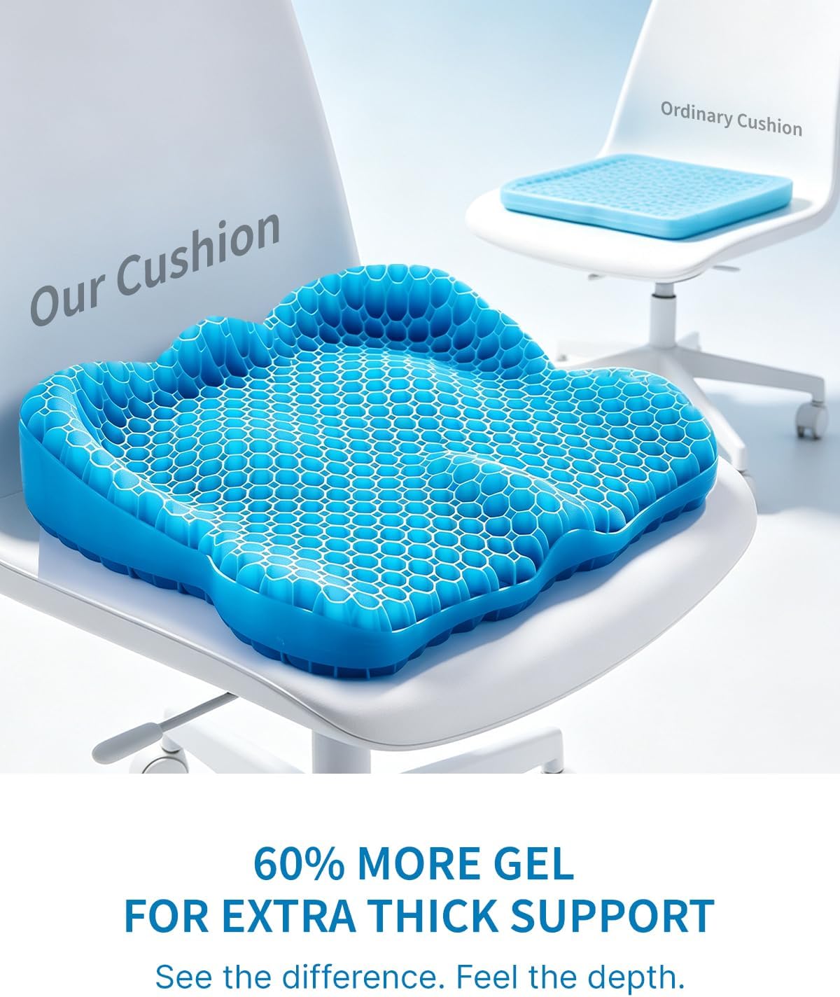 Detalle de RARIRO hudie-xcclan Gel Seat Cushion, Breathable Honeycomb Design, Blue