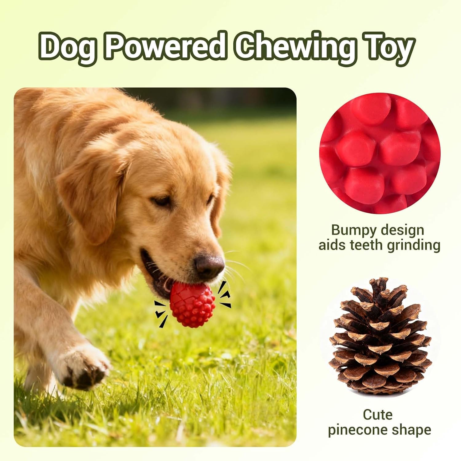 Thumbnail 1 de FSZMMJJ Indestructible Pinecone Squeaky Dog Chew Toy (Red) for Aggressive Chewers