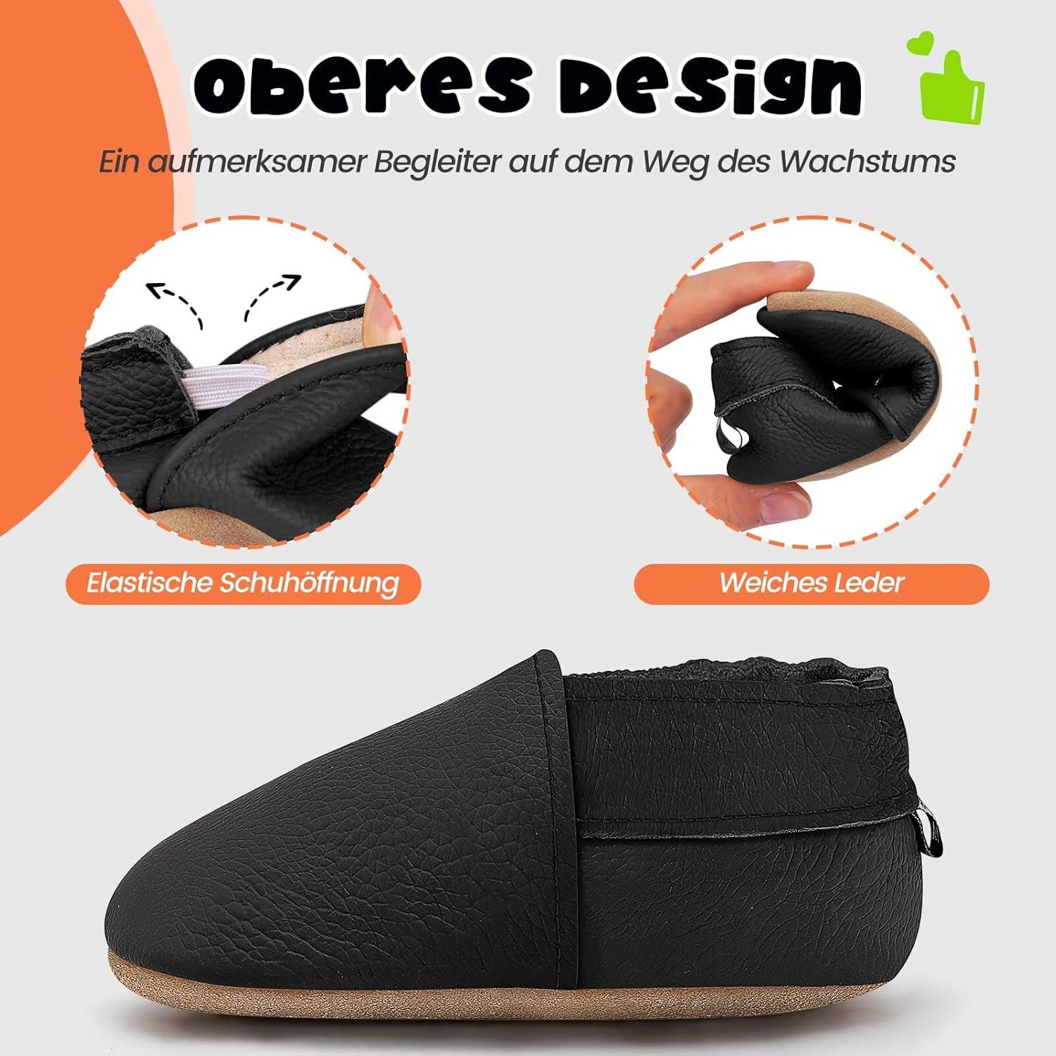 Thumbnail 1 de HMIYA Weiche Leder Krabbelschuhe Babyschuhe Lauflernschuhe mit Wildledersohlen – für 0–24 Monate