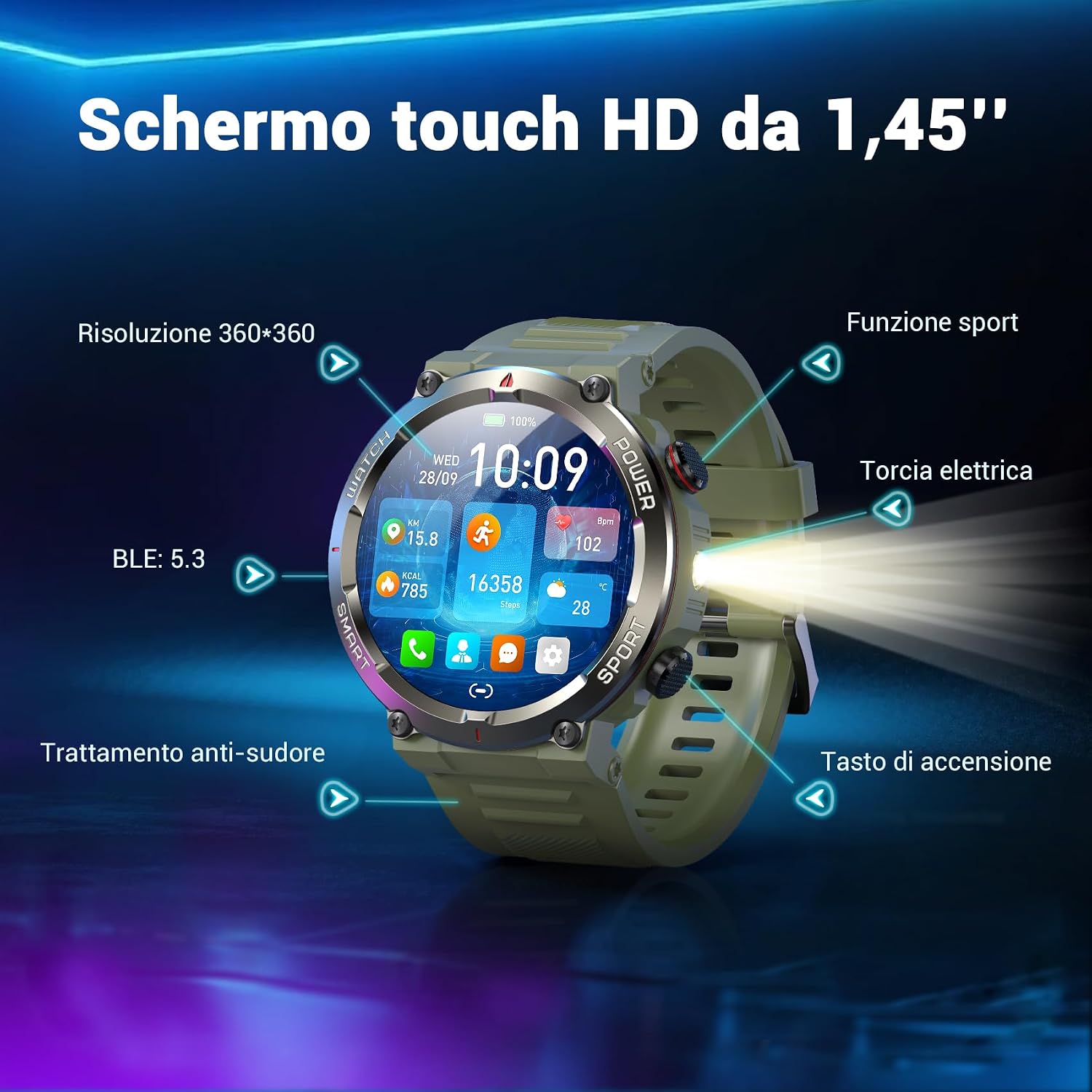 Detalle 2 de Blackview W50Pro Smartwatch Uomo 1,45