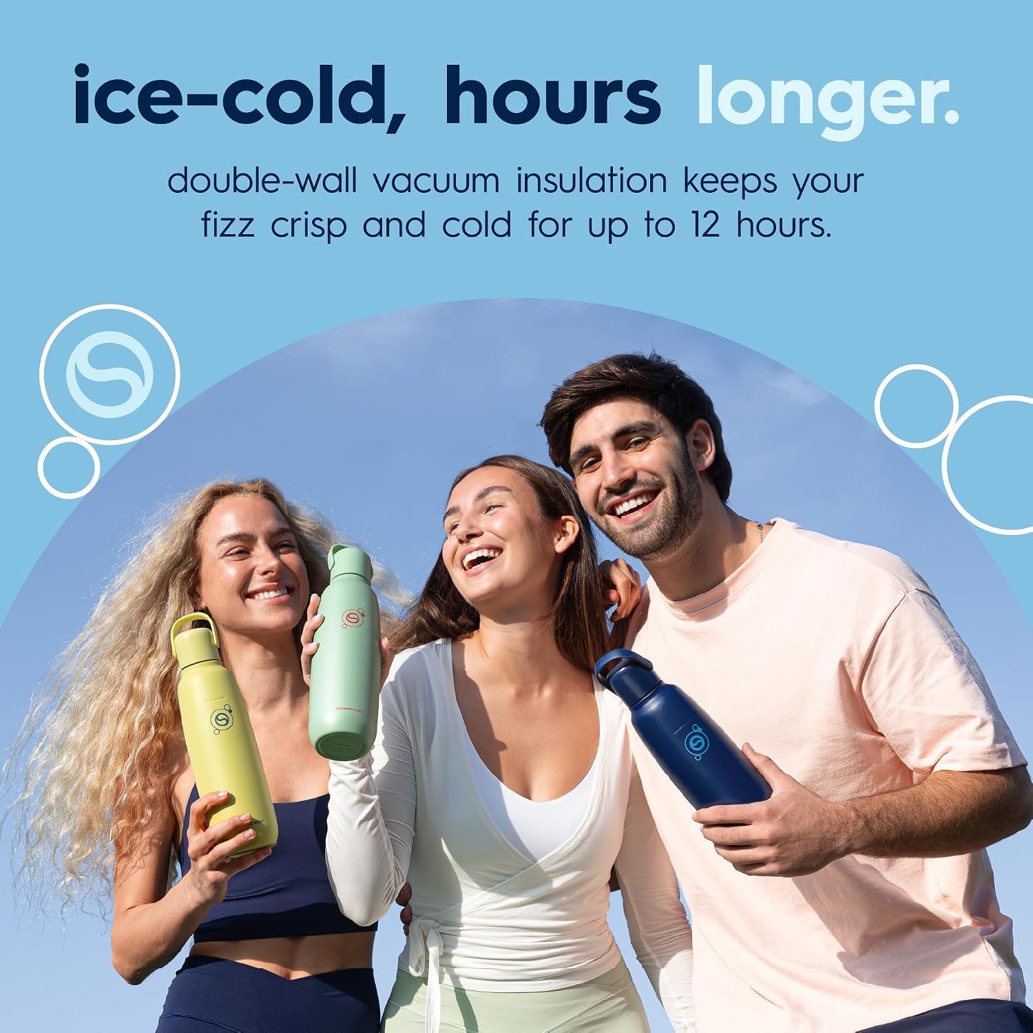 Detalle de SodaStream FIZZ&GO COOL 0.9L stainless steel bottle, double-wall, Ice