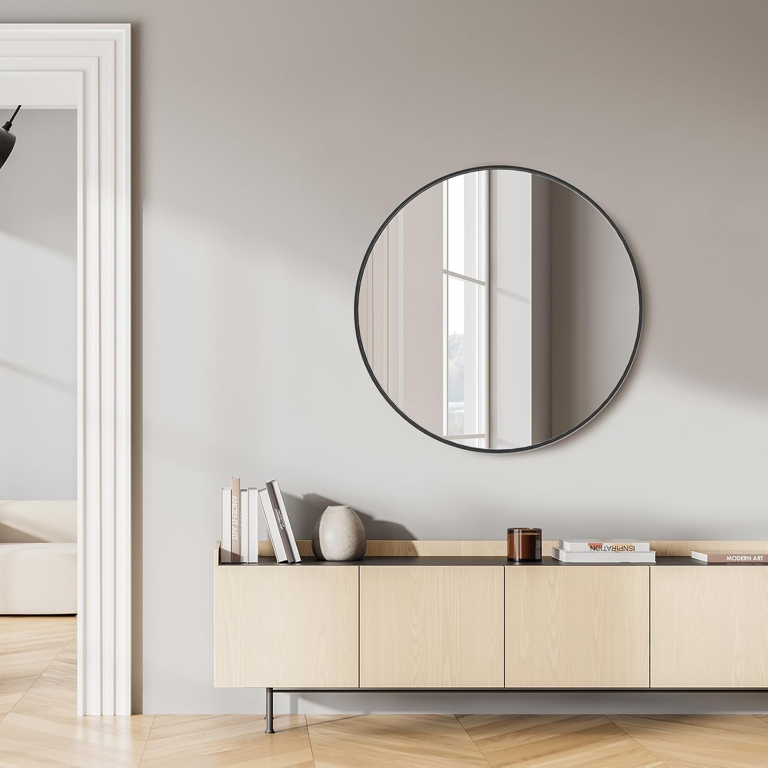 Detalle 2 de Sweetcrispy Round Wall Mirror, 36.2 Inch