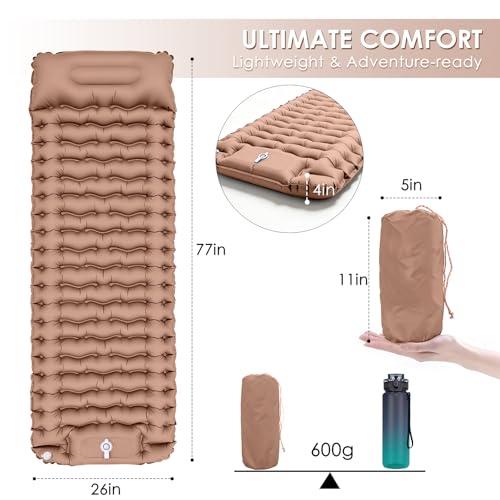 Thumbnail 7 de Purecas Isomatte Camping mit Fußpumpe – Ultraleichte Luftmatratze mit Kissen