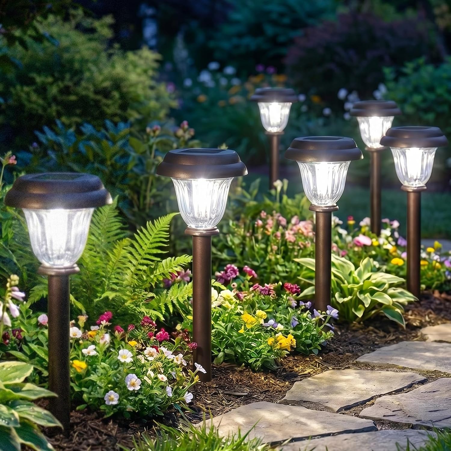 Detalle de DERAYSION Solar Pathway Lights, 8-Pack