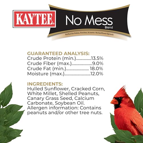 Detalle de Kaytee Wild Bird No Mess Seed Blend for Blue Jays, Woodpeckers, Juncos, Cardinals, Grosbeaks, Sparrows, and Finches (10 lb)