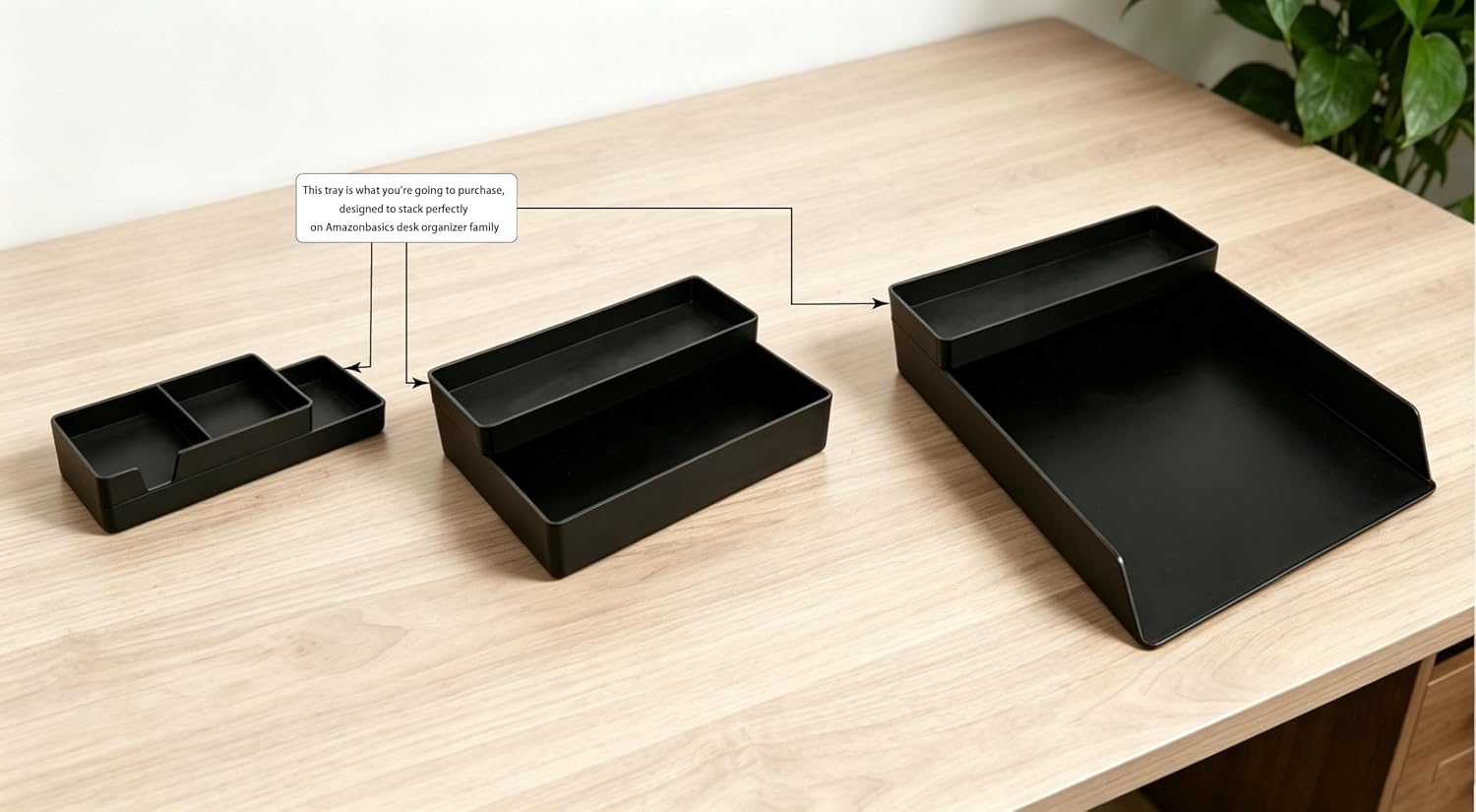 Thumbnail 6 de Amazon Basics Rectangular Plastic Desk Organizer (Half Accessory Tray)
