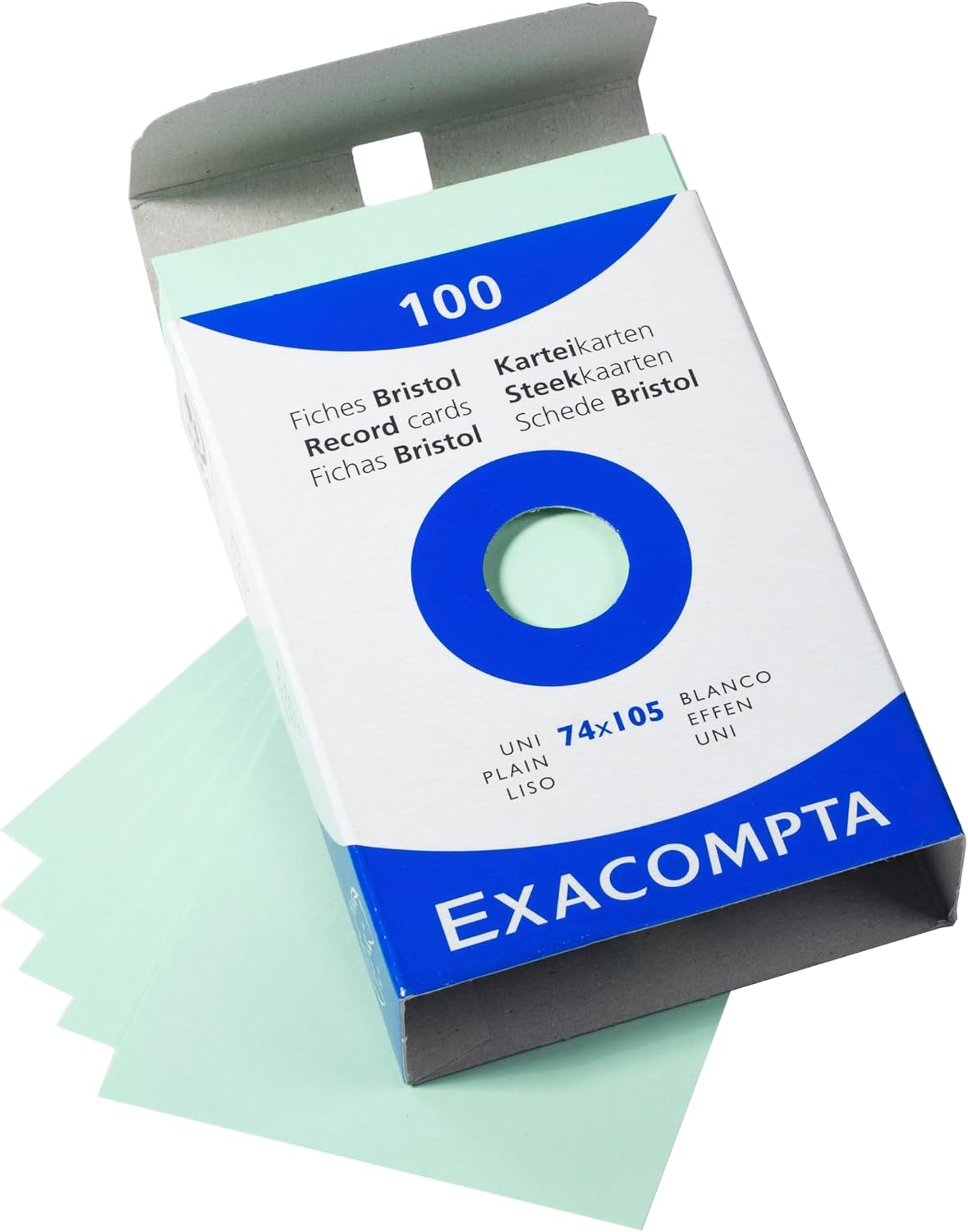 Detalle de Exacompta Étui de 100 fiches bristol uni non perforé 74x105mm Vert