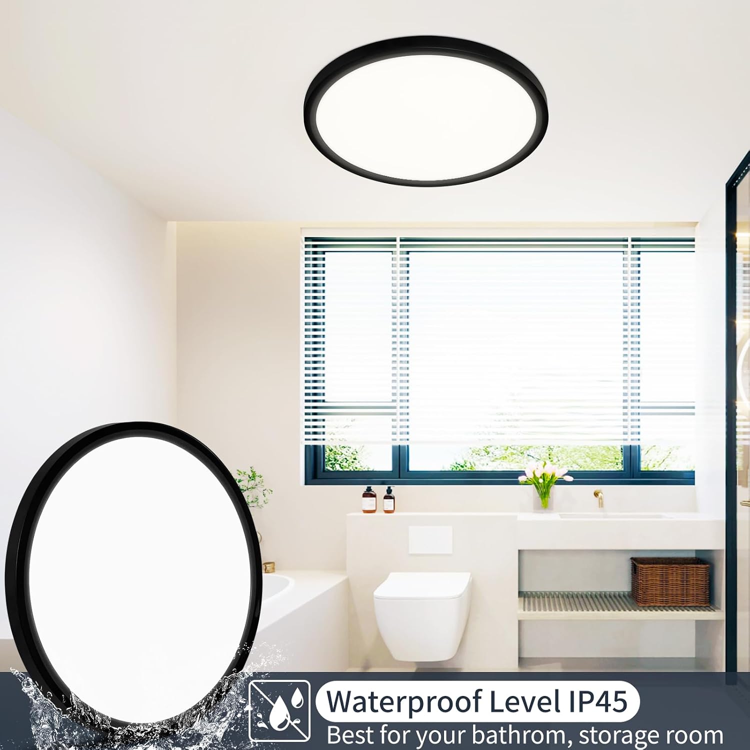 Detalle de KIWIVIC LT0108-BMGT-T01 20-Inch Flush-Mount LED Ceiling Light, Dimmable