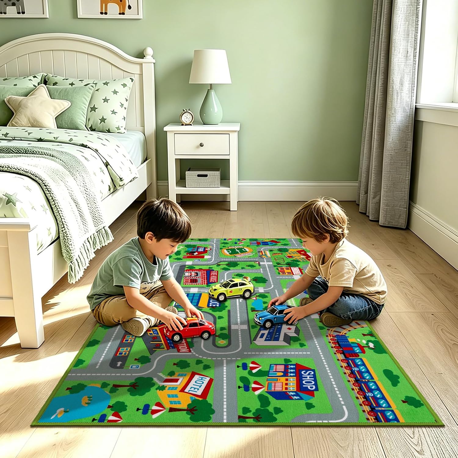 Detalle 2 de Capslpad Car Mat for Children 80x150 cm – City Town Roads Interactive Play Rug