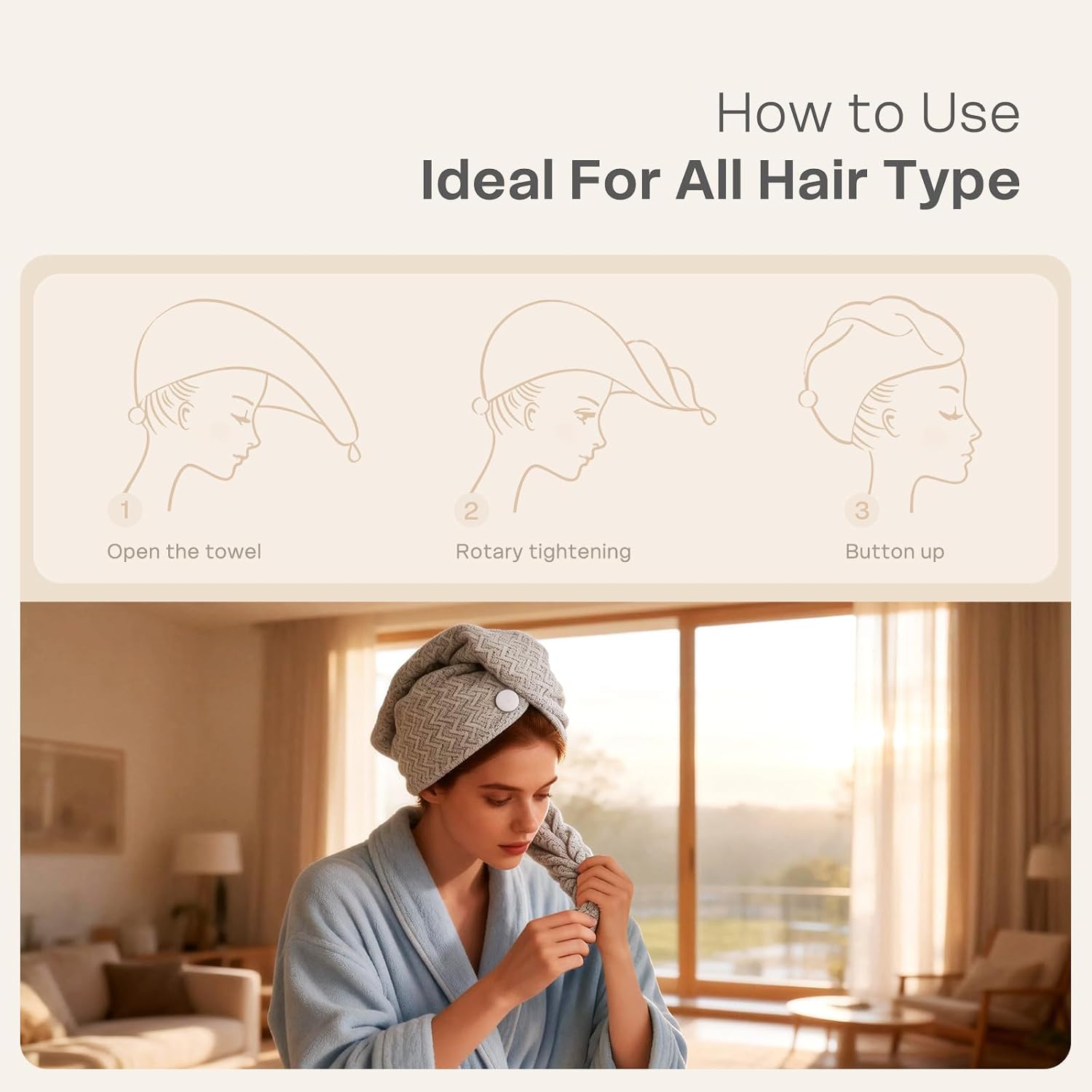 Detalle de Vie TRIOMPHE 3 Pack Microfibre Hair Towel Wrap