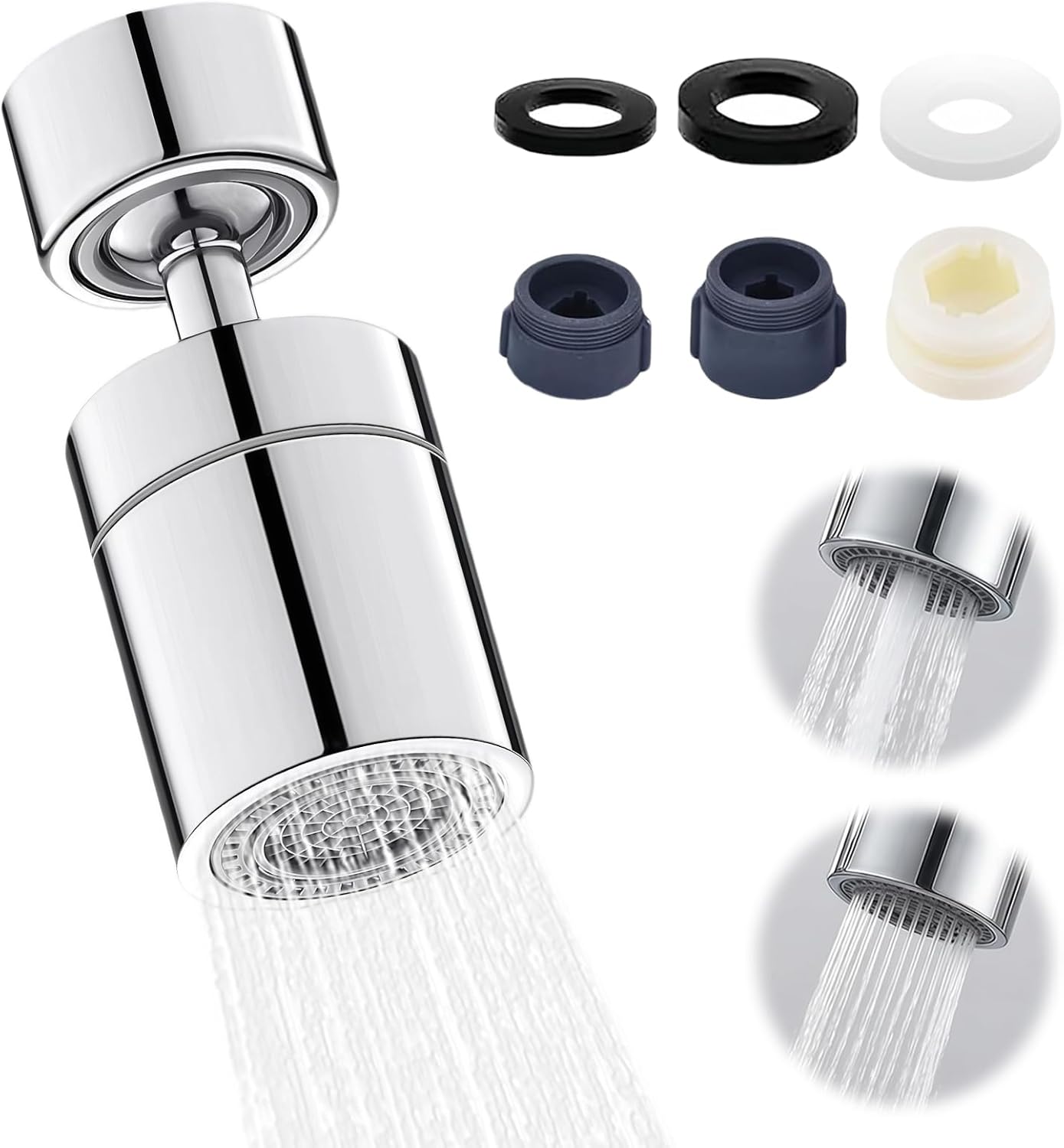 Kitchen Tap Spray Head with 360° Swivel Spout and 2-Mode Spray