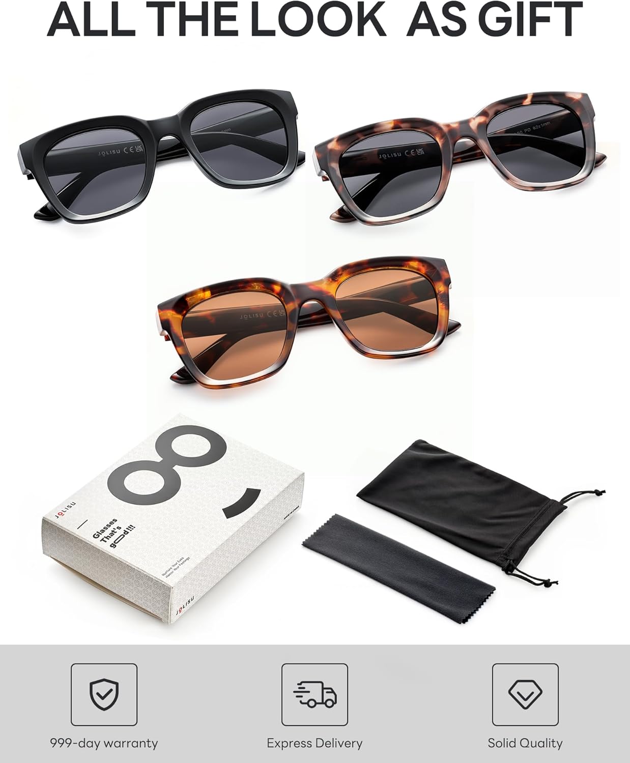 Detalle de JOLISU 3 Pack Full Lens Reading Sunglasses for Women – Oversized UV400 Shielded Readers