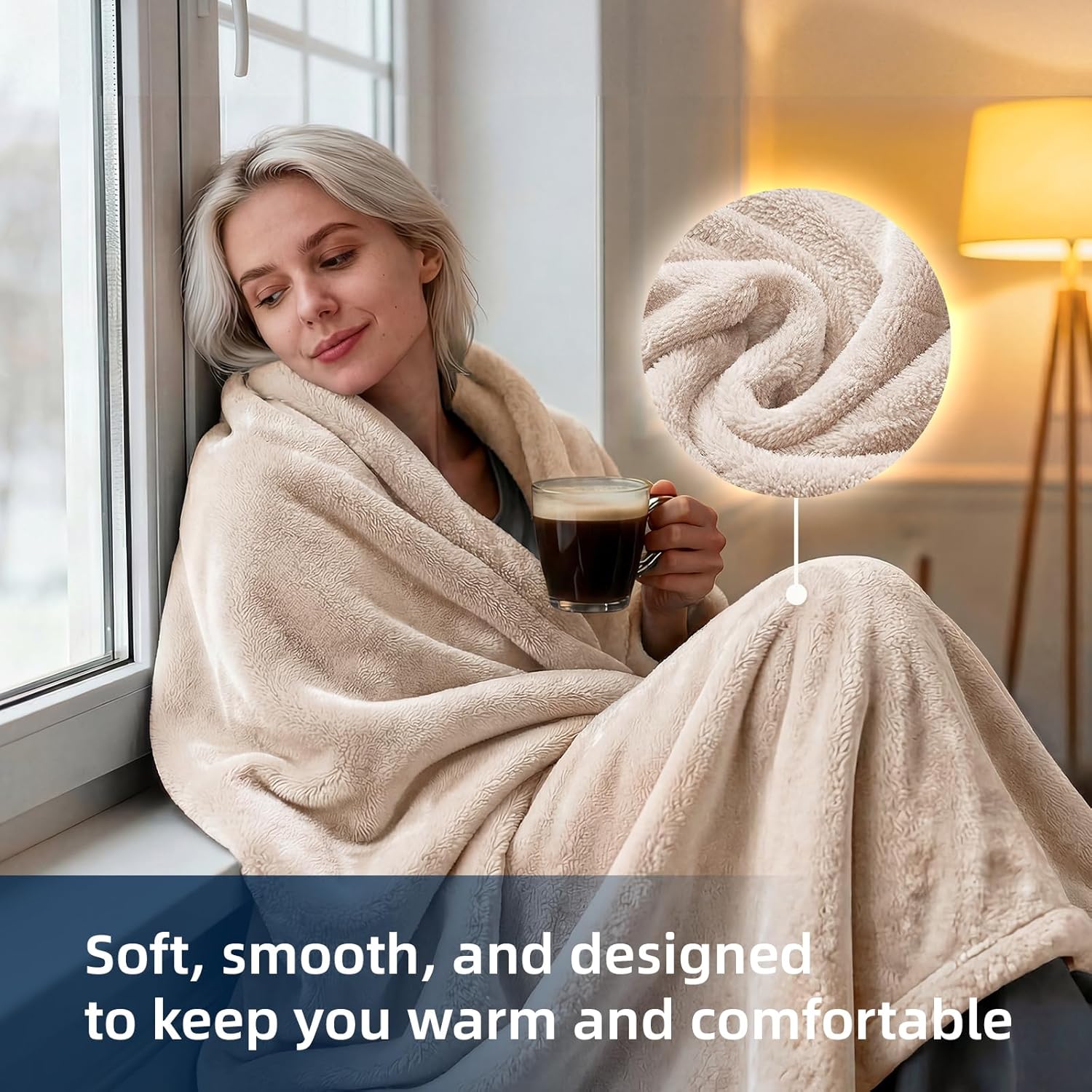 Thumbnail 3 de Westinghouse Heated Throw Blanket, 50 x 60-Inch Flannel, 6 Heat Levels