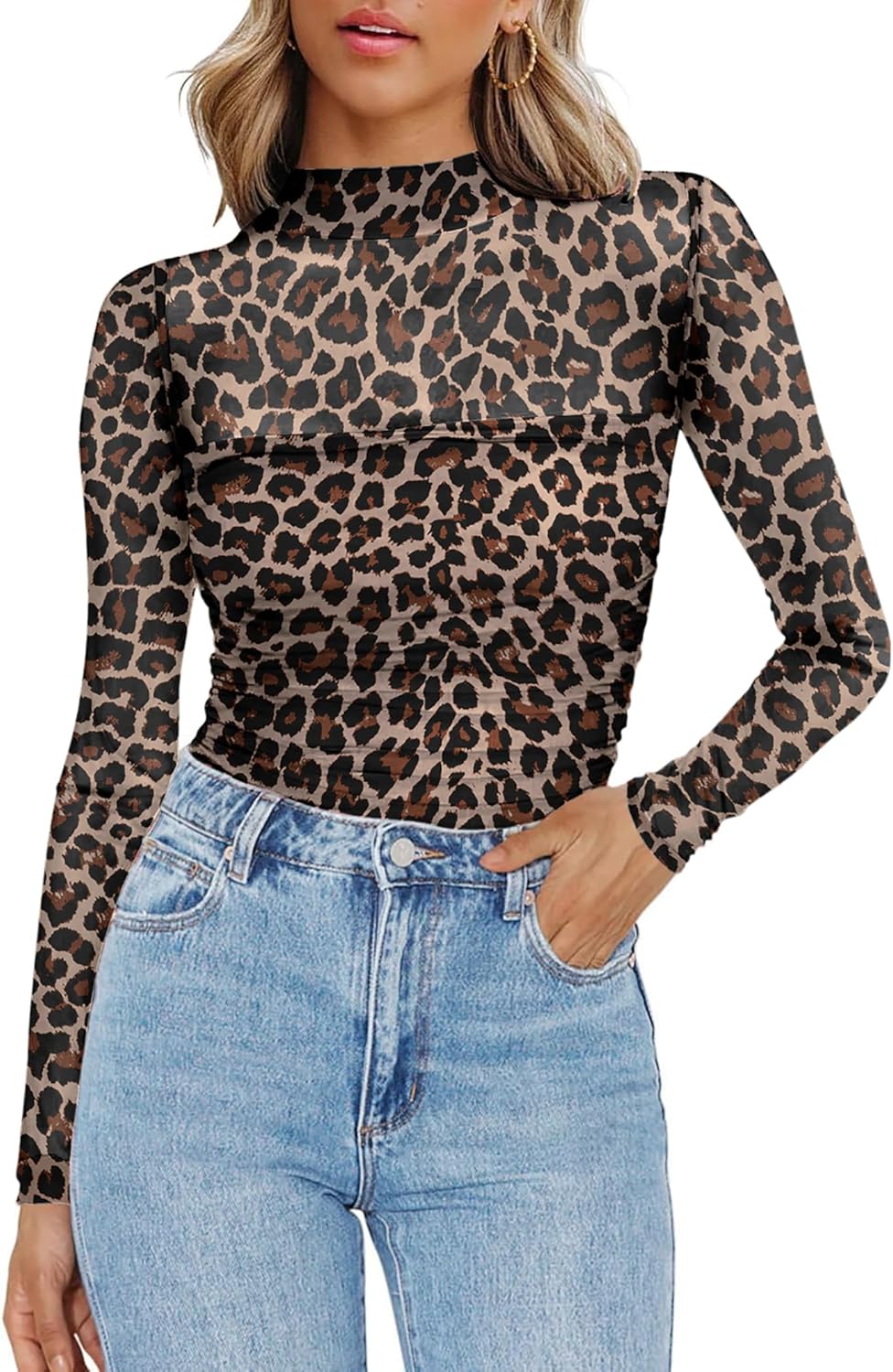 Thumbnail 5 de Zeagoo Mesh Oberteil Damen – transparentes Langarmshirt mit Rundhalsausschnitt (Slim Fit, Party & Clubwear)