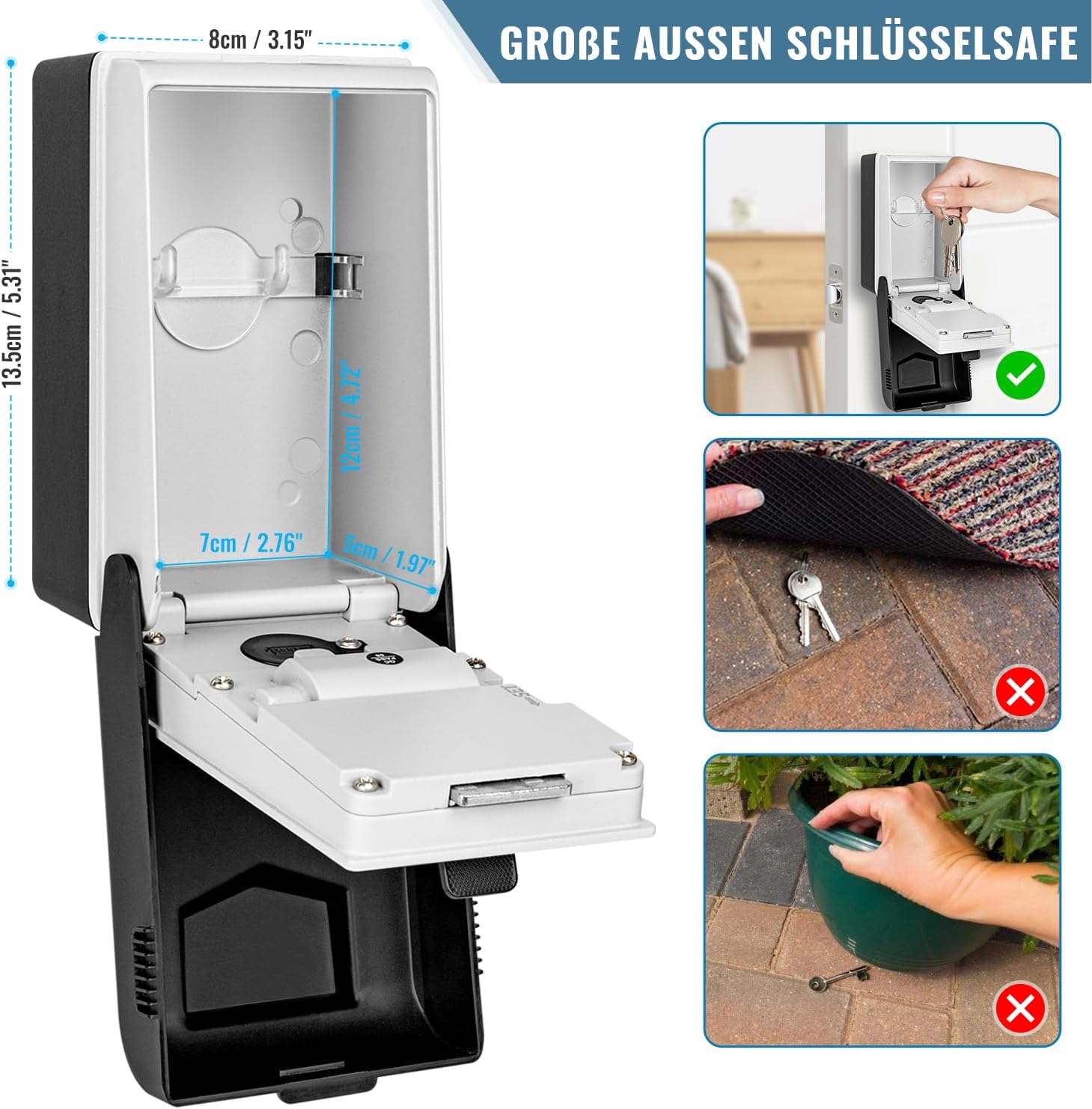 Detalle 2 de ENONEO Schlüsseltresor mit Zahlencode, 4-stellig
