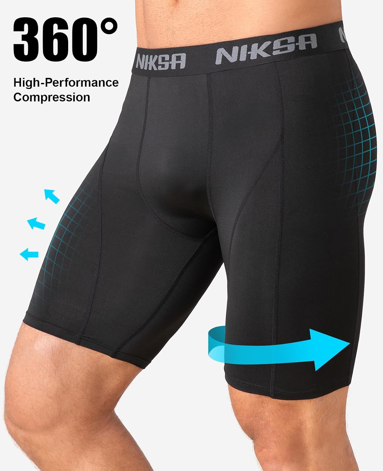 Detalle 2 de Niksa Compression Shorts Men (2 Pack) – Anti-Chafing Base Layer for Cycling, Running and Gym