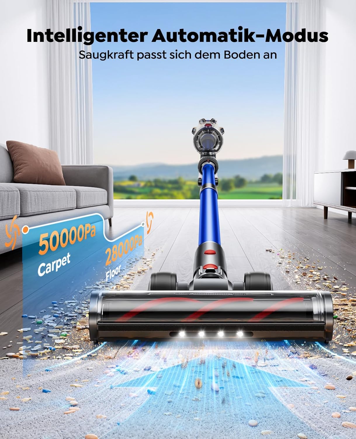 Thumbnail 3 de Fieety Akku-Staubsauger mit 2 Akkus – kabellos, Aromatherapie, Automatikmodus und Wandladestation