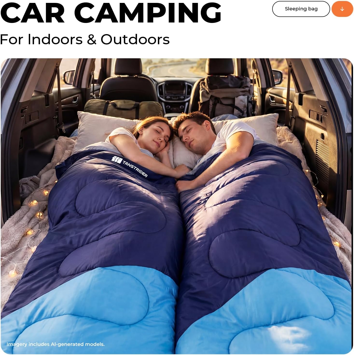 Detalle de TANSTRIDER KJFCB54037258-US01 Sleeping Bag with Compression Sack, Navy Blue