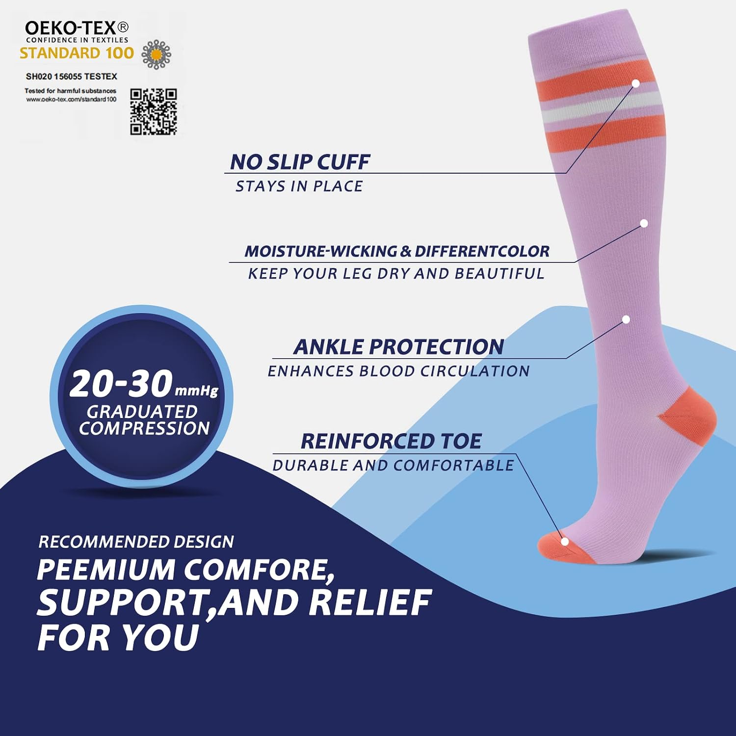 Thumbnail 2 de fenglaoda 8-Pair Compression Socks, 20-30 mmHg Knee-High for Men and Women