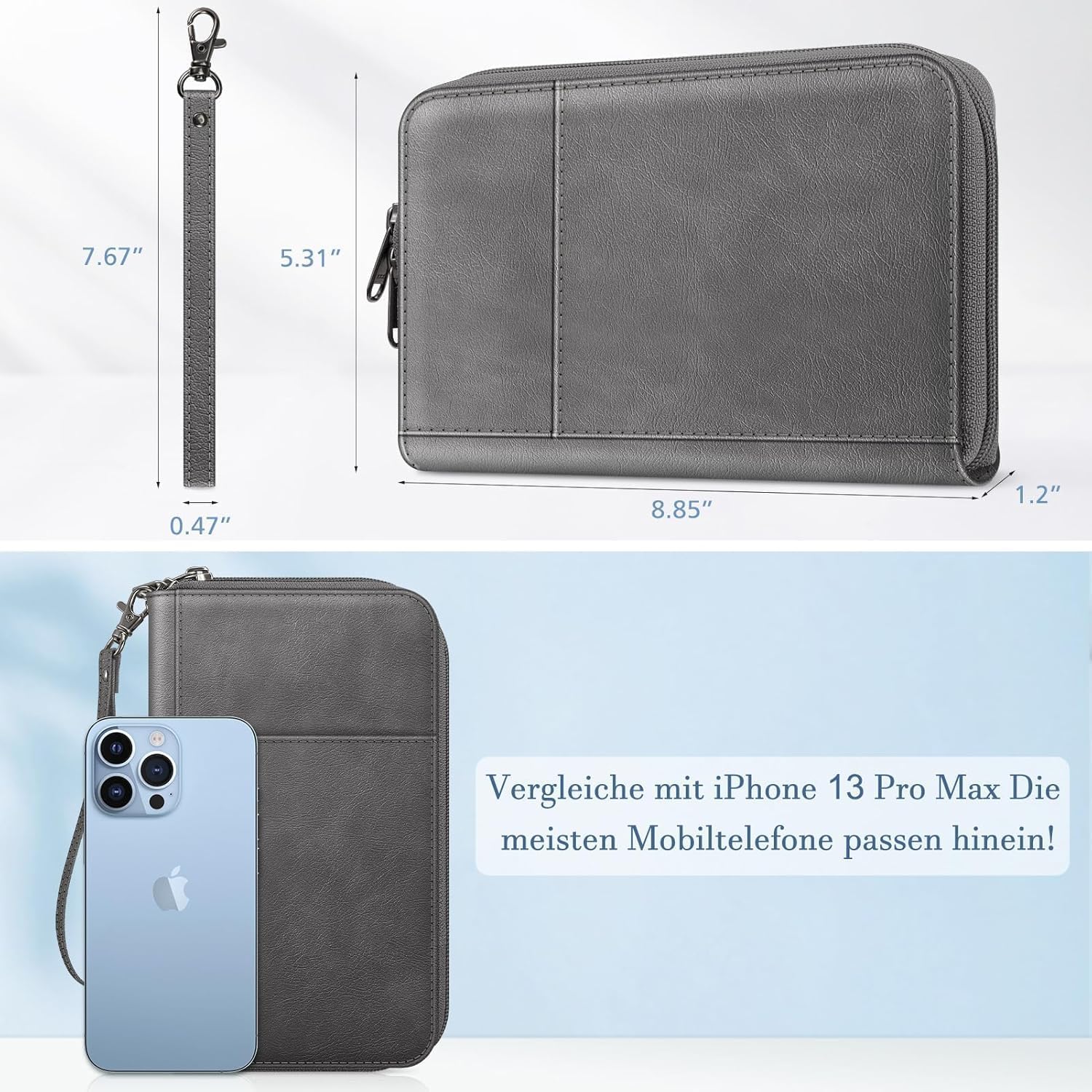 Detalle de FINTIE Reisepass-Tasche Familie Reiseorganizer mit RFID-Blockierung (Wasserdicht), Karten- & Dokumentenfächer