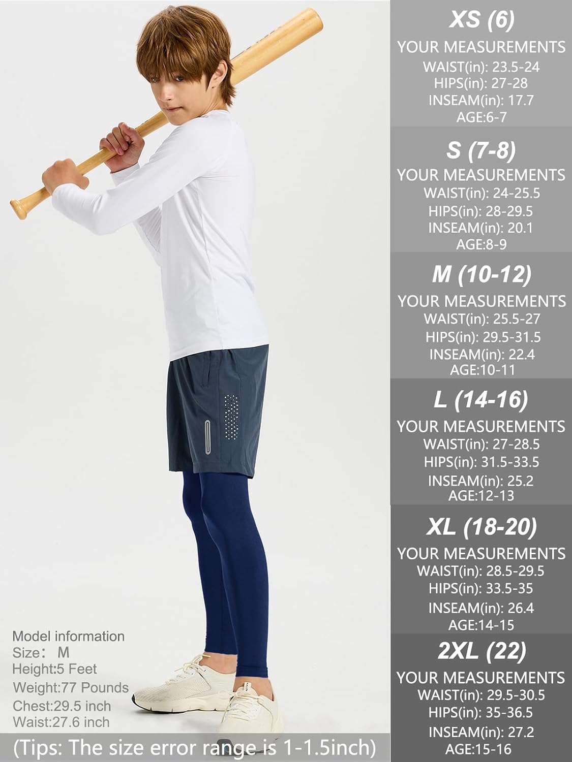 Thumbnail 6 de DEVOROPA Boys Quick-Dry Compression Leggings, Breathable Sports Base Layer