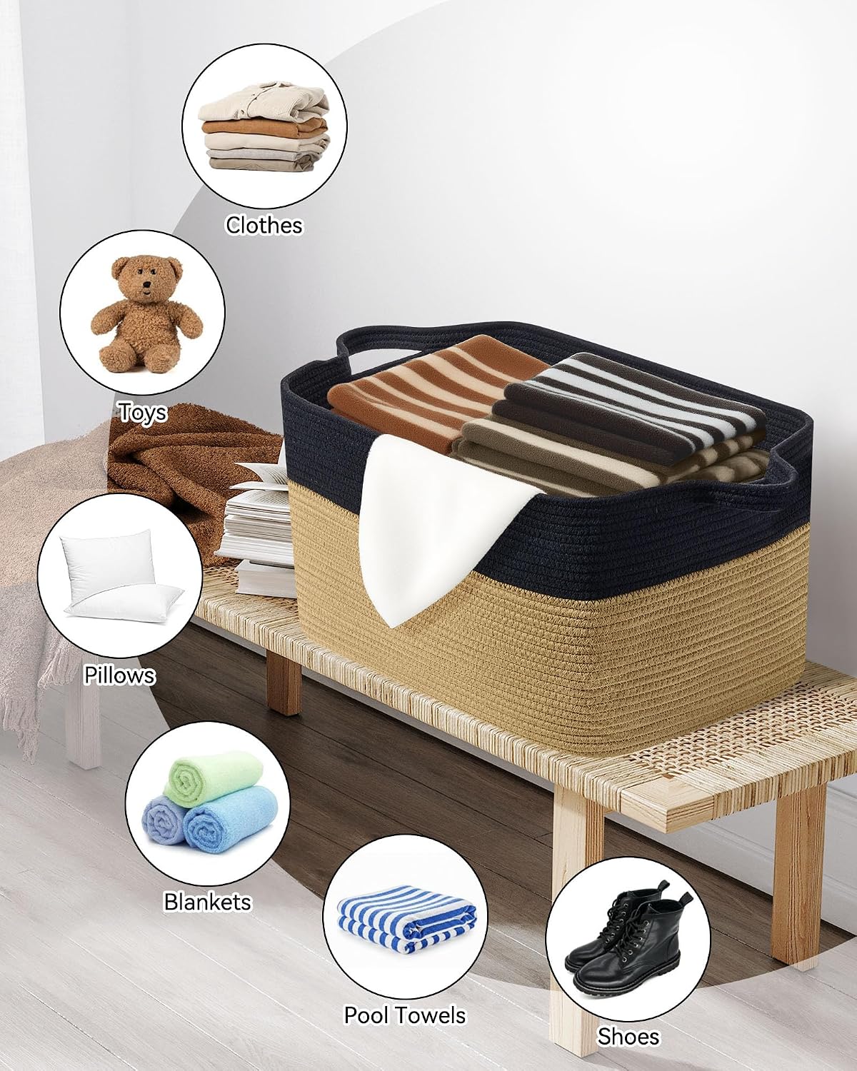 Detalle de MOLMO Large Woven Storage Basket 65L