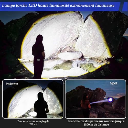 Thumbnail 7 de Lampe Torche LED Ultra Puissante Jay-PARK F88: 1 000 000 lm, IP67, 5000 mAh