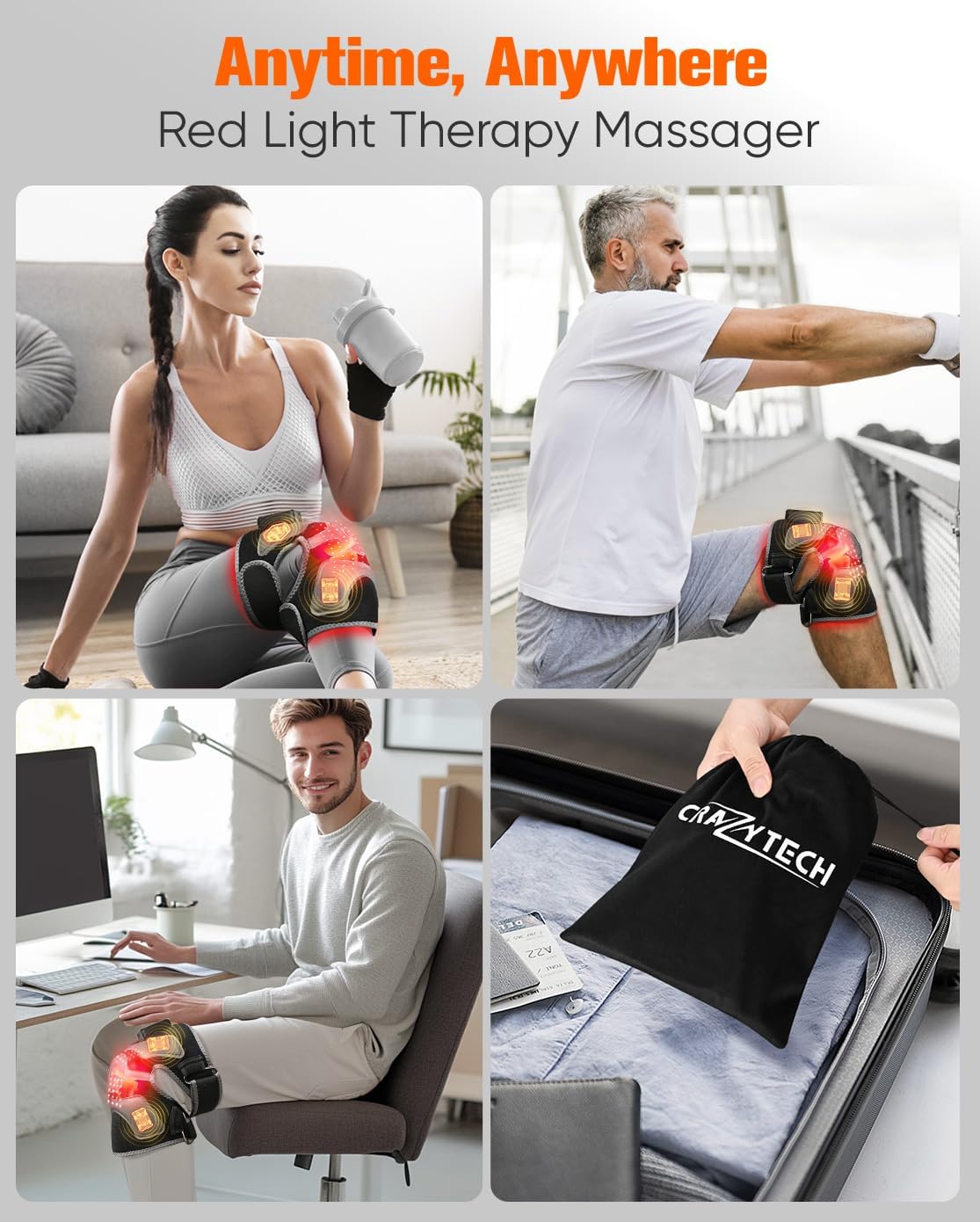 Thumbnail 6 de CRAZYTECH 3D Red Light Therapy Knee Massager with 5000mAh Cordless Battery