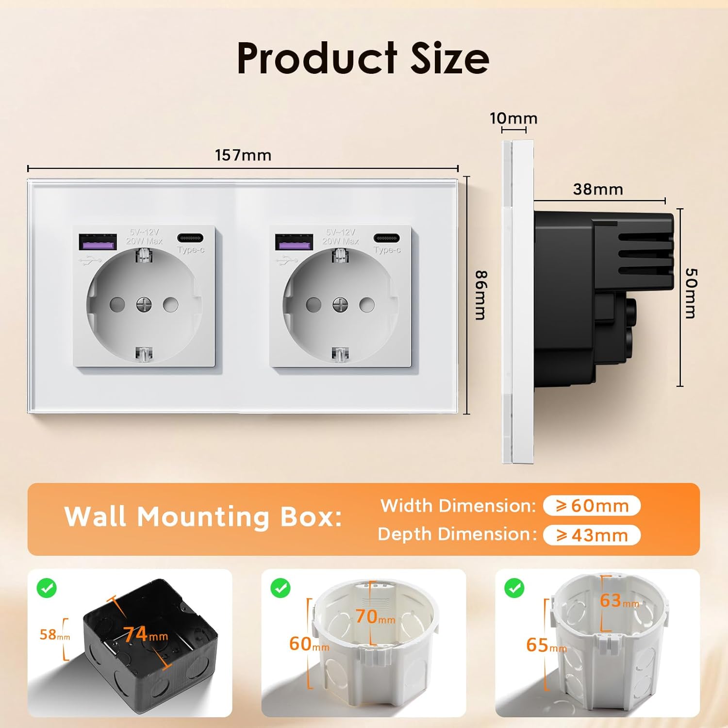 Detalle 2 de BSEED Enchufe Schuko con Cargador USB C 20W