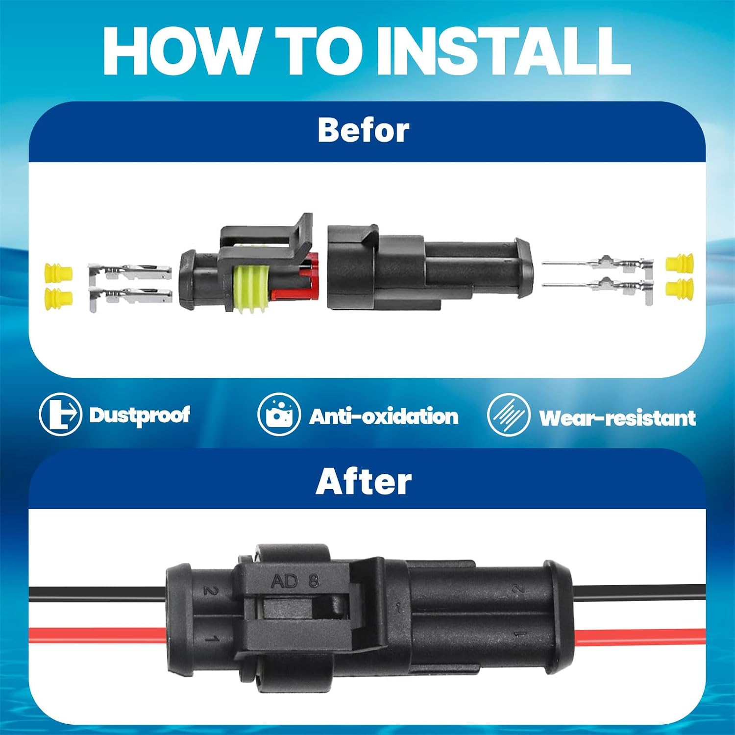Detalle de Waterproof Electrical Connector Kit, 22–16 AWG