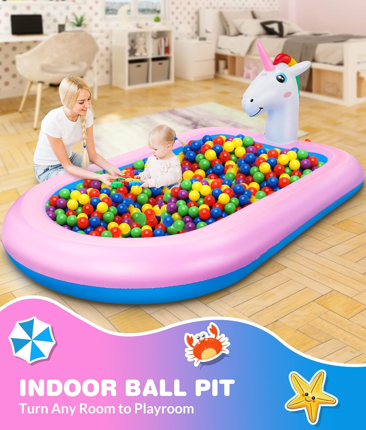 Thumbnail 3 de COOLJOYA Inflatable Pool: Unicorn Splash Sprayer 3-in-1 Paddling Pool for Kids