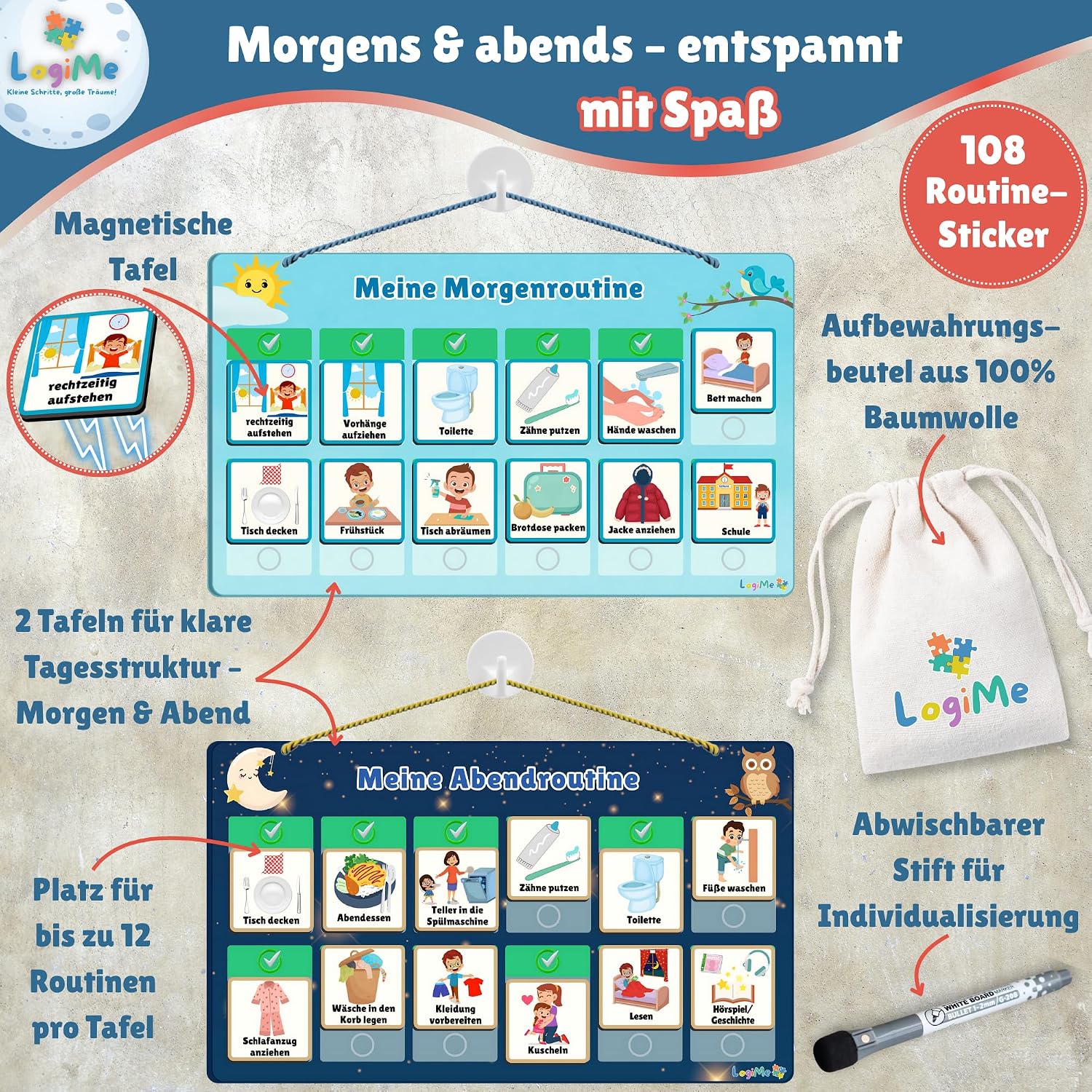 Thumbnail 1 de LogiMe Morgenroutine Routineplaner 108 Routinen