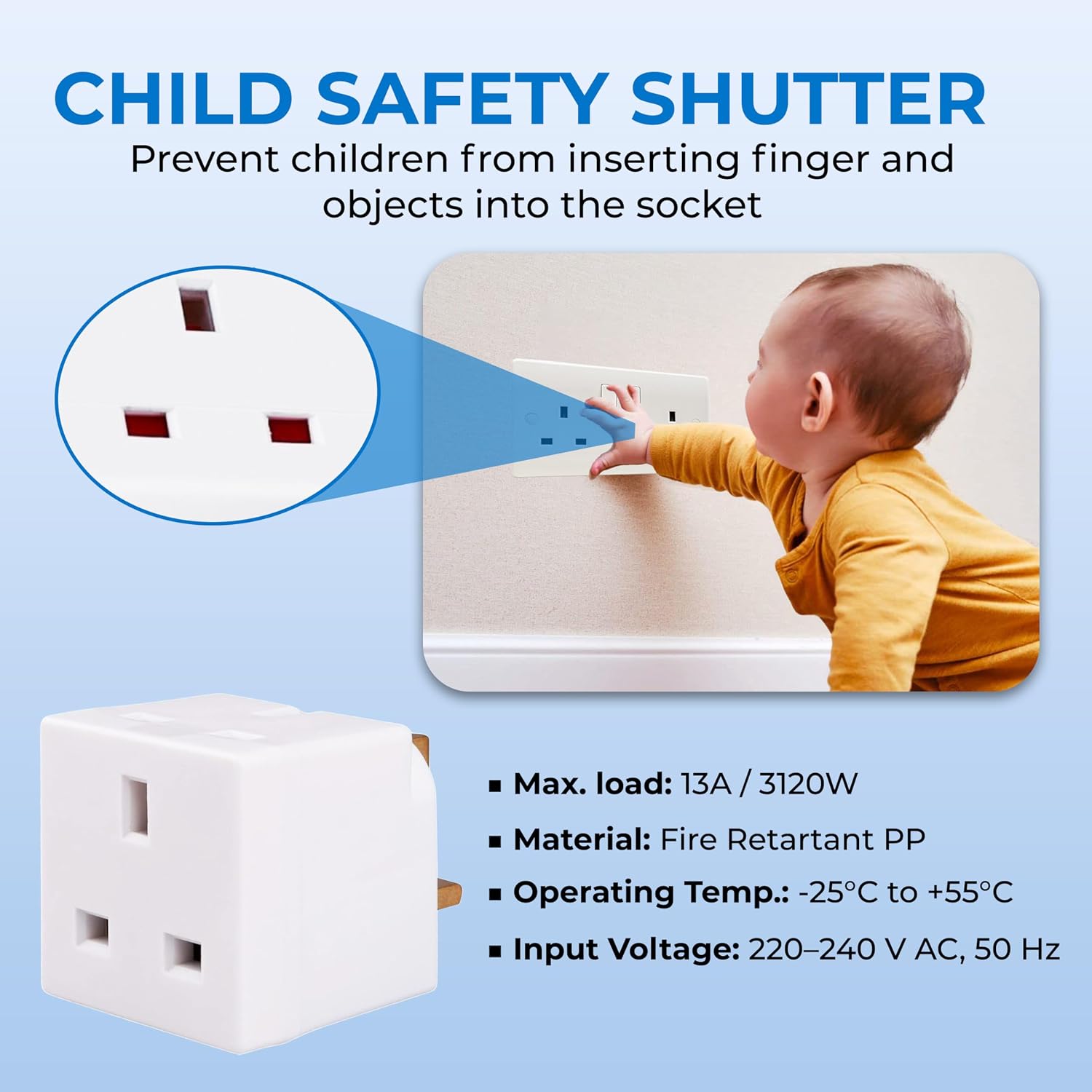 Detalle de Double Dragon 13A 2-Way 3-Pin Multi Plug Adapter