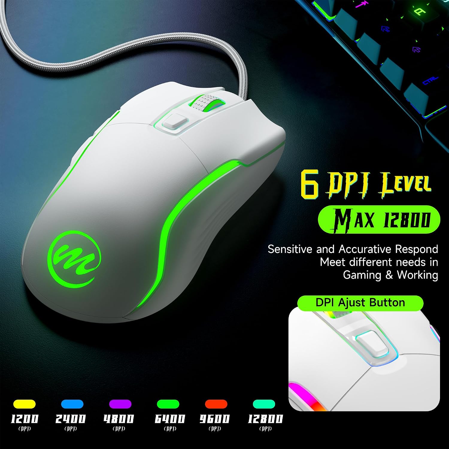 Detalle de memzuoix Gaming Mouse 12,800 DPI