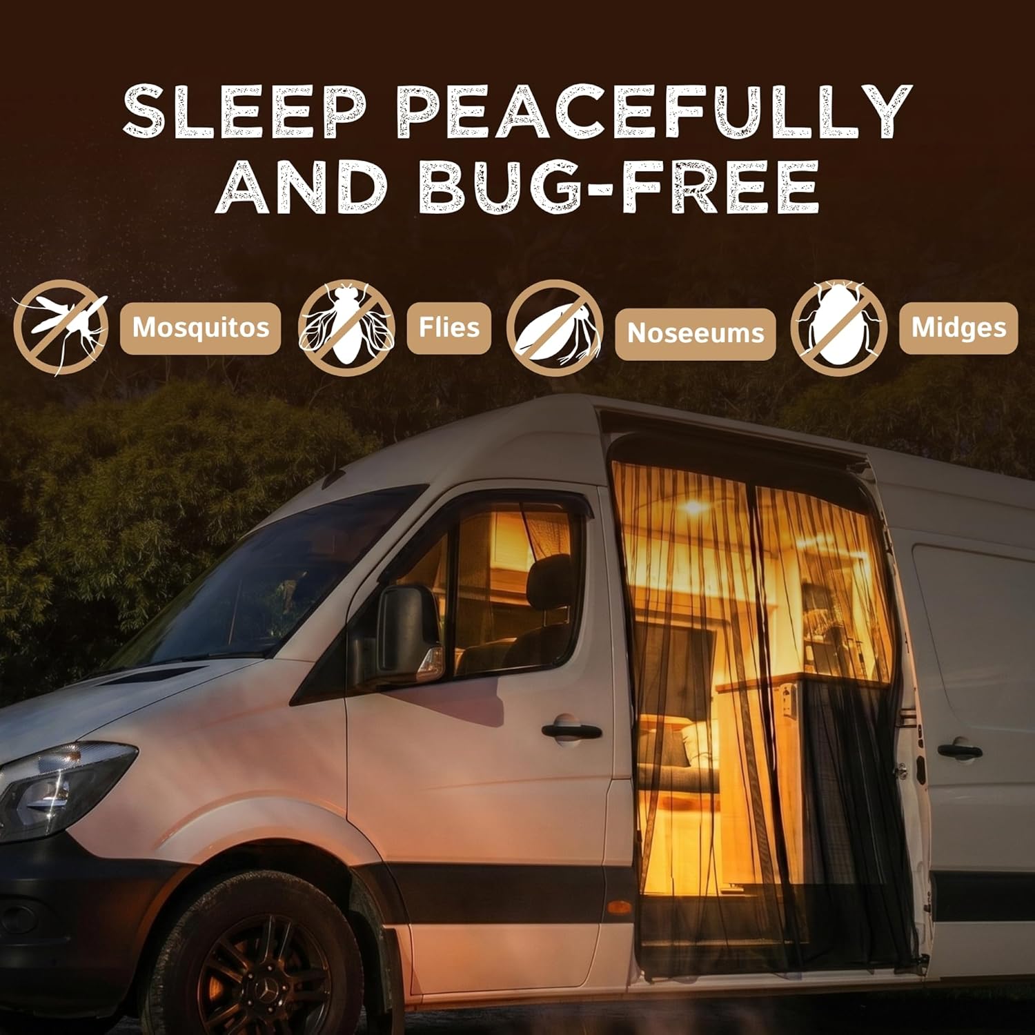 Thumbnail 6 de Living in a Bubble Van Insektennetz für Mercedes-Benz Sprinter, Renault Master und VW Crafter (Hoch-/Superhochdach) mit Schiebetür-Magnetverschluss