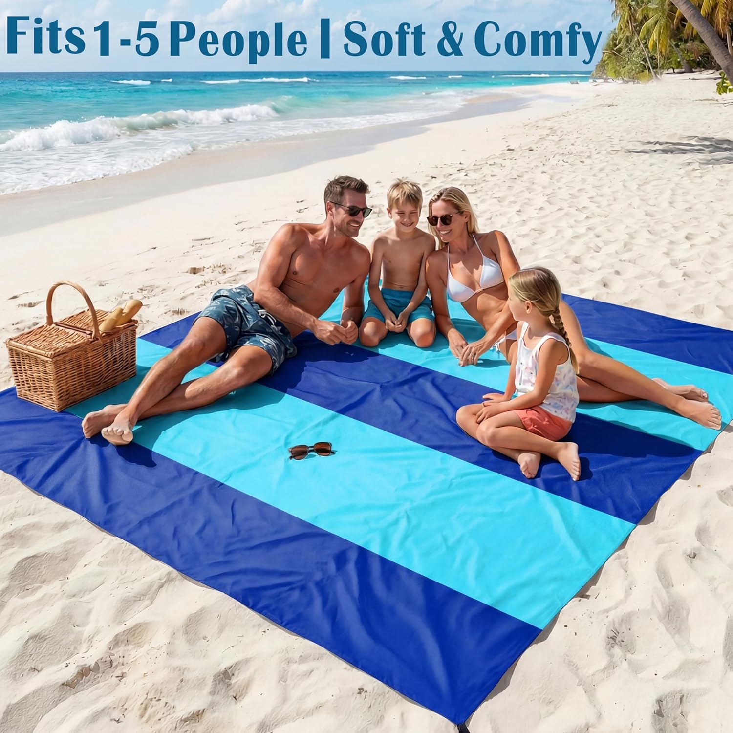 Detalle de Famstar Beach Blanket Oversized Extra Large 78"×81" (10'×9'), Waterproof & Sandproof