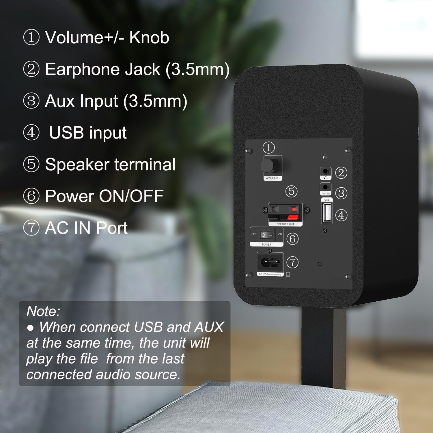 Thumbnail 6 de LONPOO LP-42S: Kompakter 30W Bluetooth-Regallautsprecher mit USB/AUX und Kopfhörerausgang
