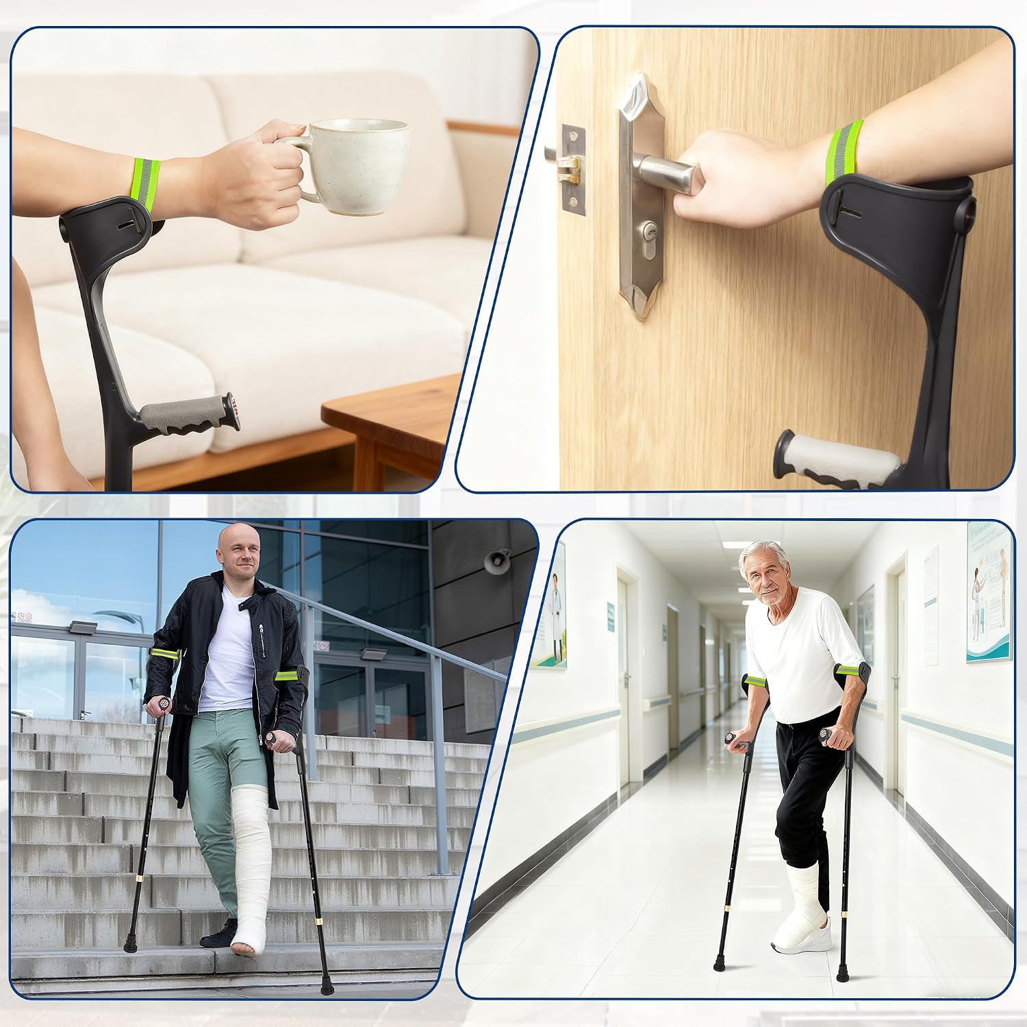 Thumbnail 6 de Folding Forearm Crutches for Adults (Set of 2) with Anti-Slip Feet — Adjustable, Lightweight Aluminium, Cuffs, and Travel-Ready Design